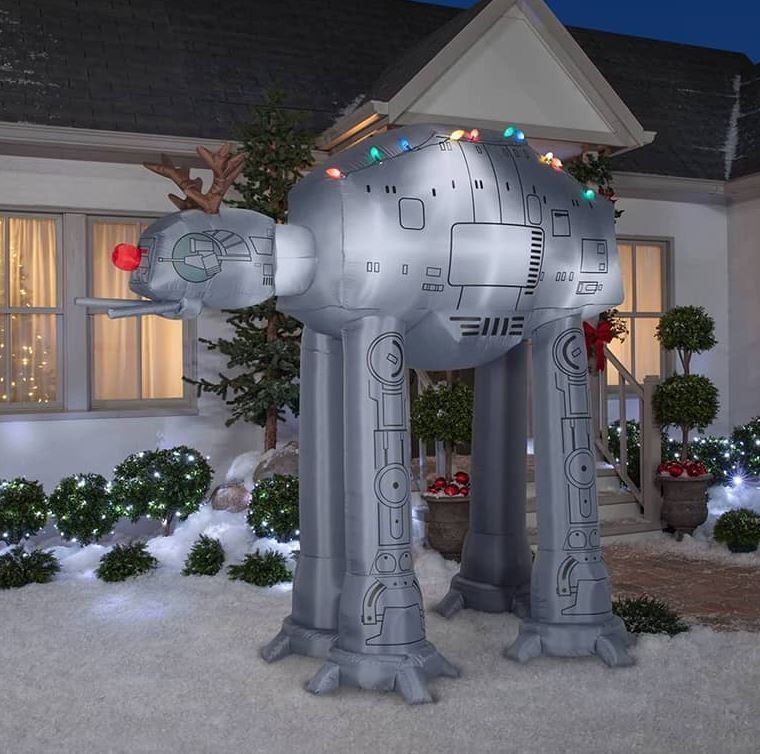 8.5 FT STAR WARS AT AT WALKER W REINDEER ANTLERS Airblown Yard Inflatable