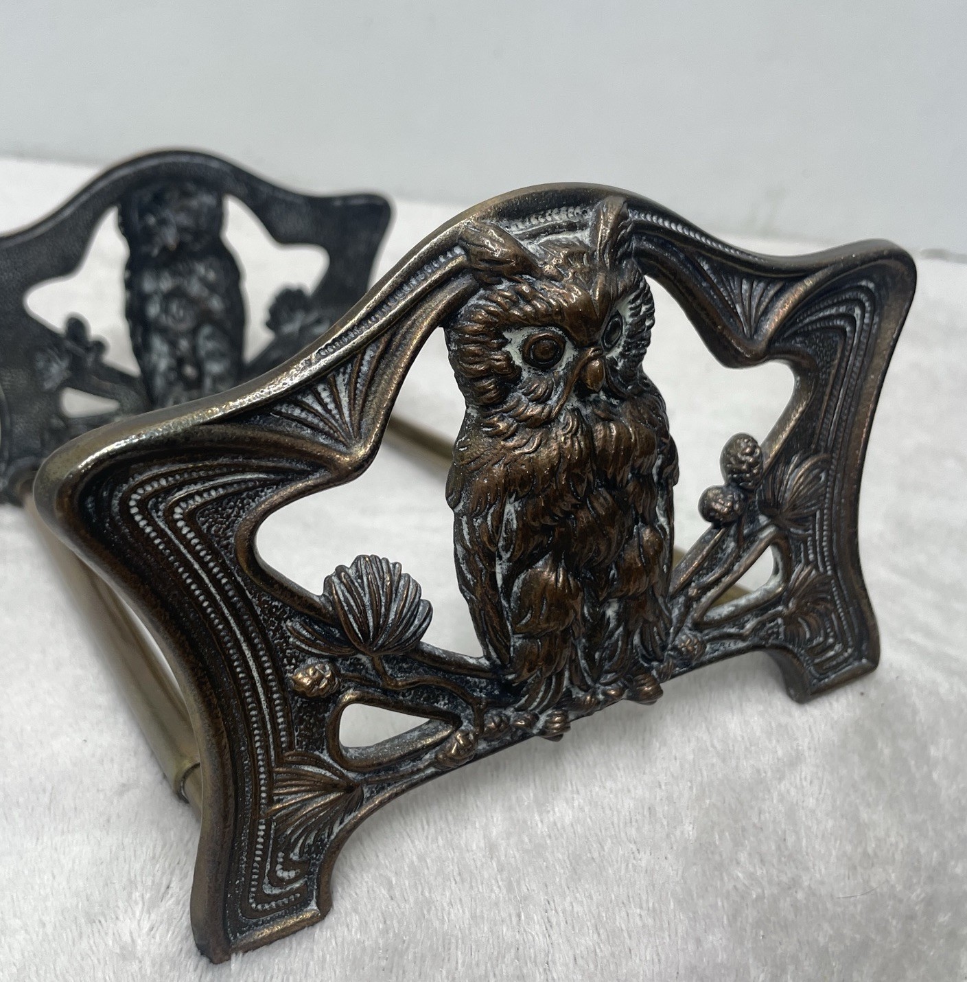 Art Nouveau Vintage Expandable Book Rack Judd 9776 Cast Iron\ Bronze Gothic Owls