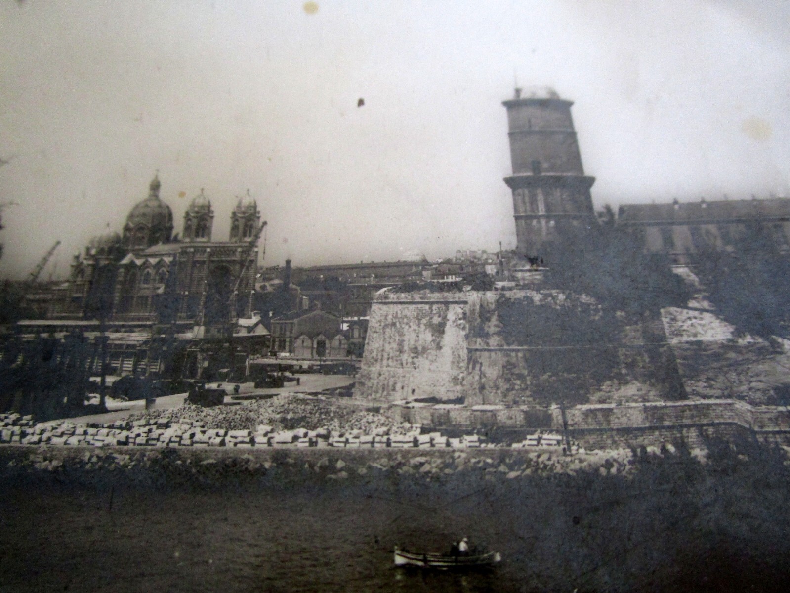 Marseille Le Fort St Jean et la Cathedrale France Vintage Photo Postcard Unused