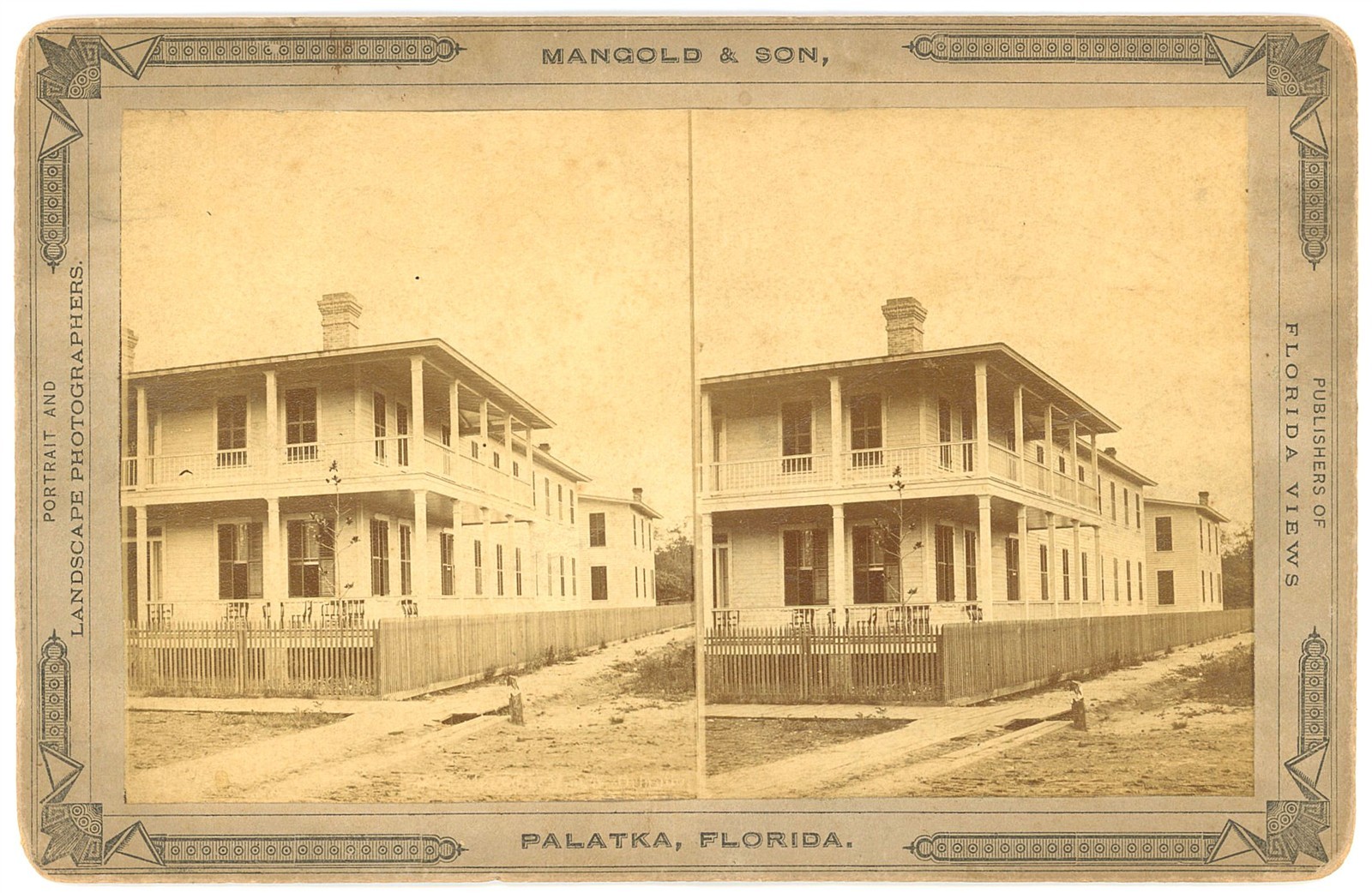 FLORIDA STEREOVIEW - Orlando - Magnolia House - Mangold & Son 1880s RARE