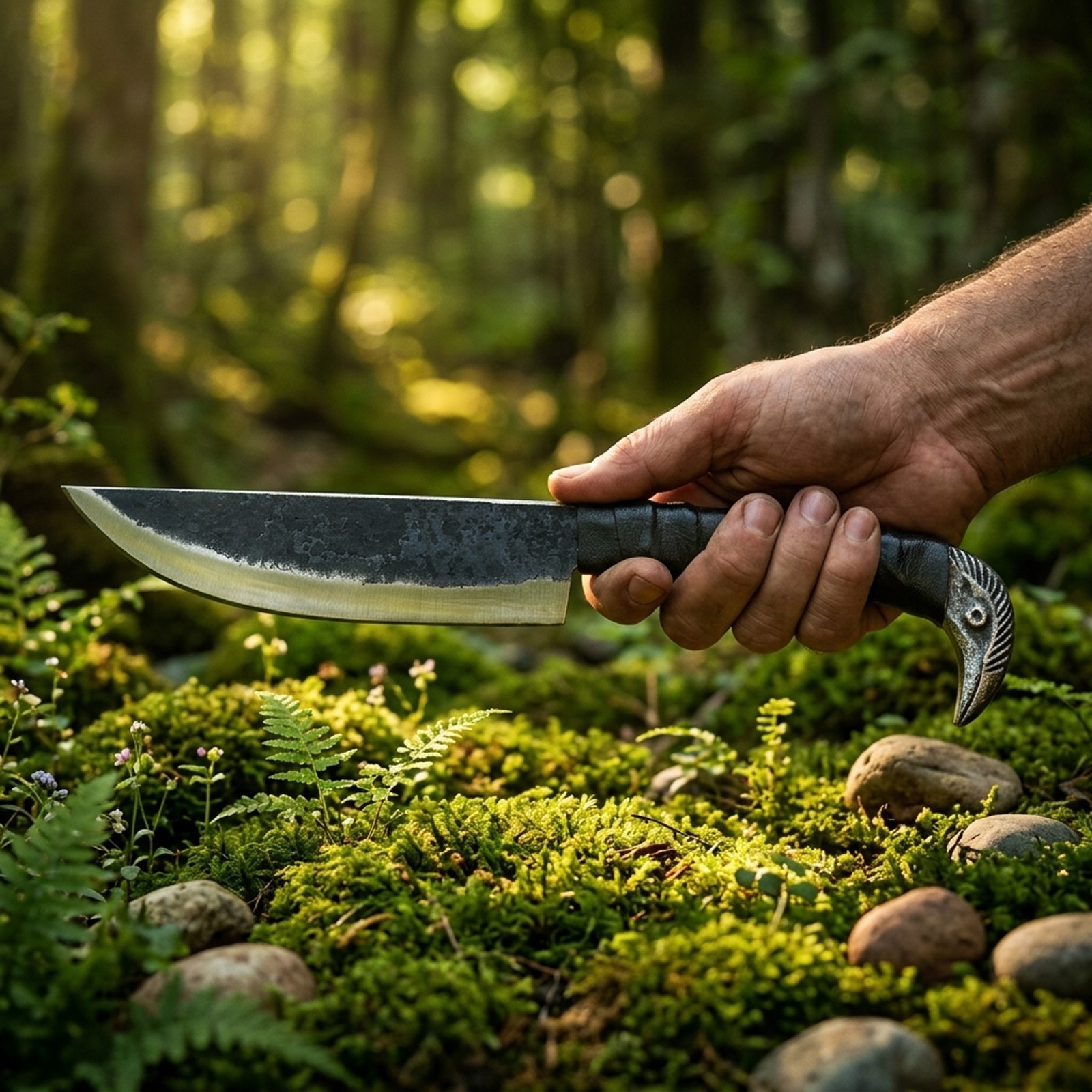 Custom Viking Knife Carbon Steel – Raven Head 9.5” Handmade EDC Camping Knife