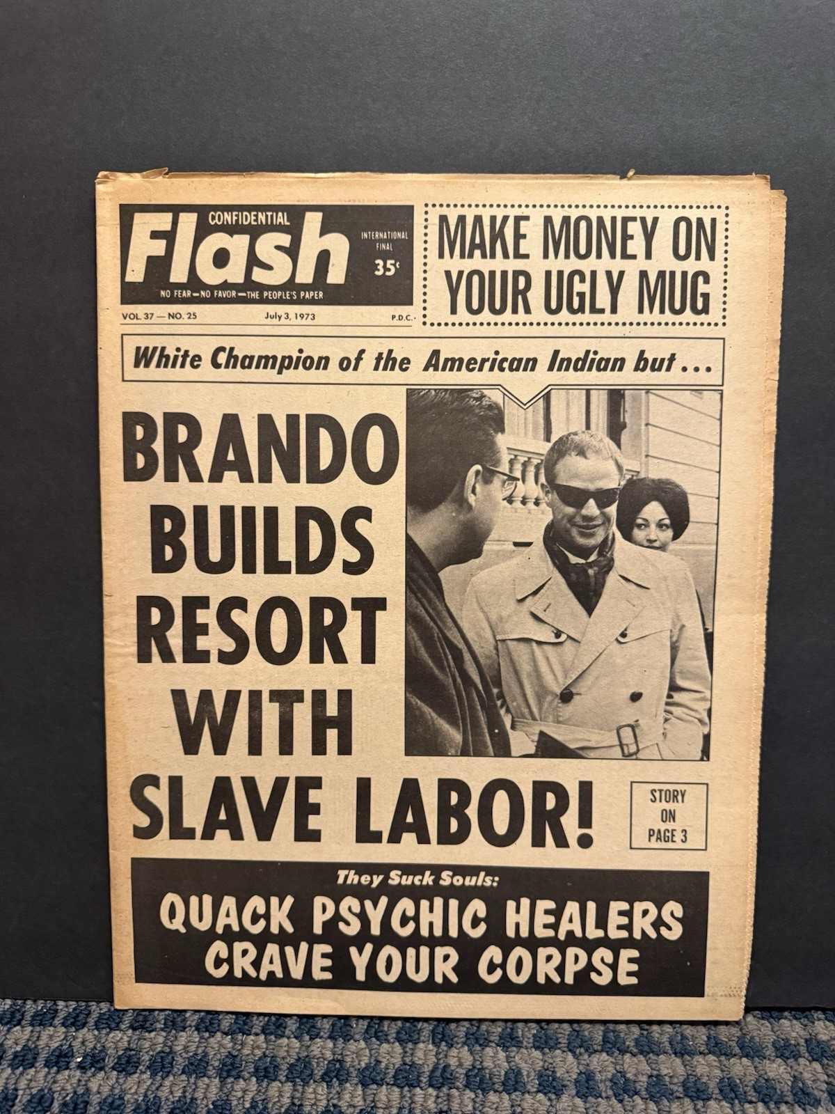 1973 July 3rd Confidential Flash Newspaper, Marlon Brando, Slave Labor  (VRN10B