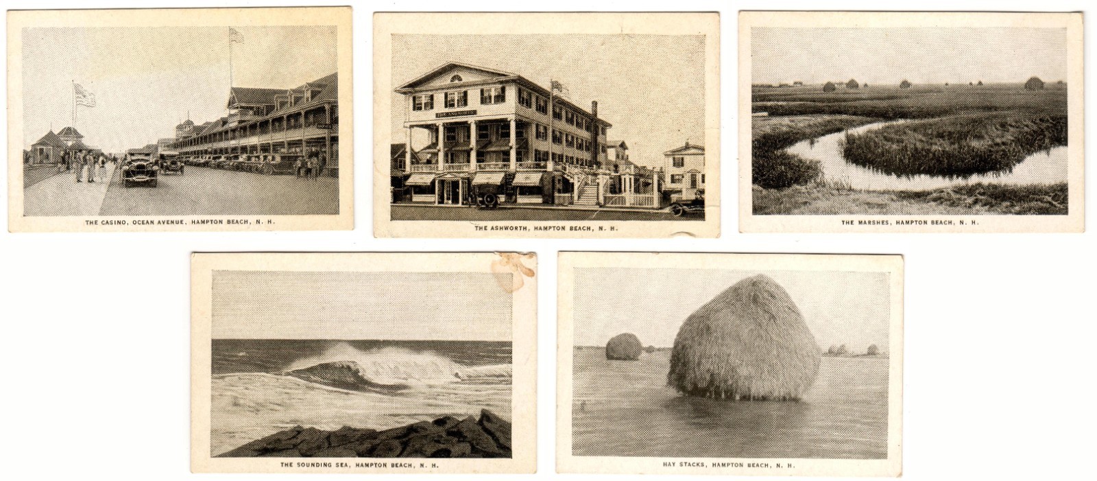 1900s Hampton Beach, New Hampshire - lot of 9 small cards - Size 3.5 x 2 inches