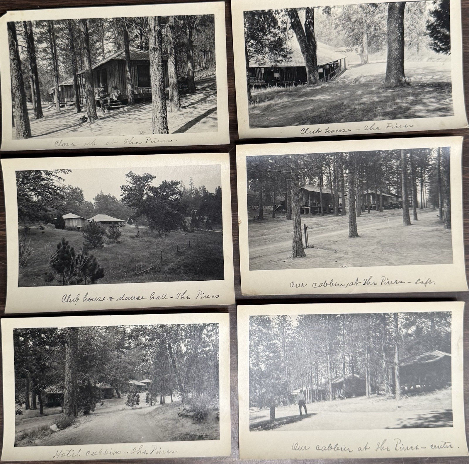 1908 6 Orig. Photos: The Pines Resort Yosemite CA Cabins, Dance Hall, Clubhouse