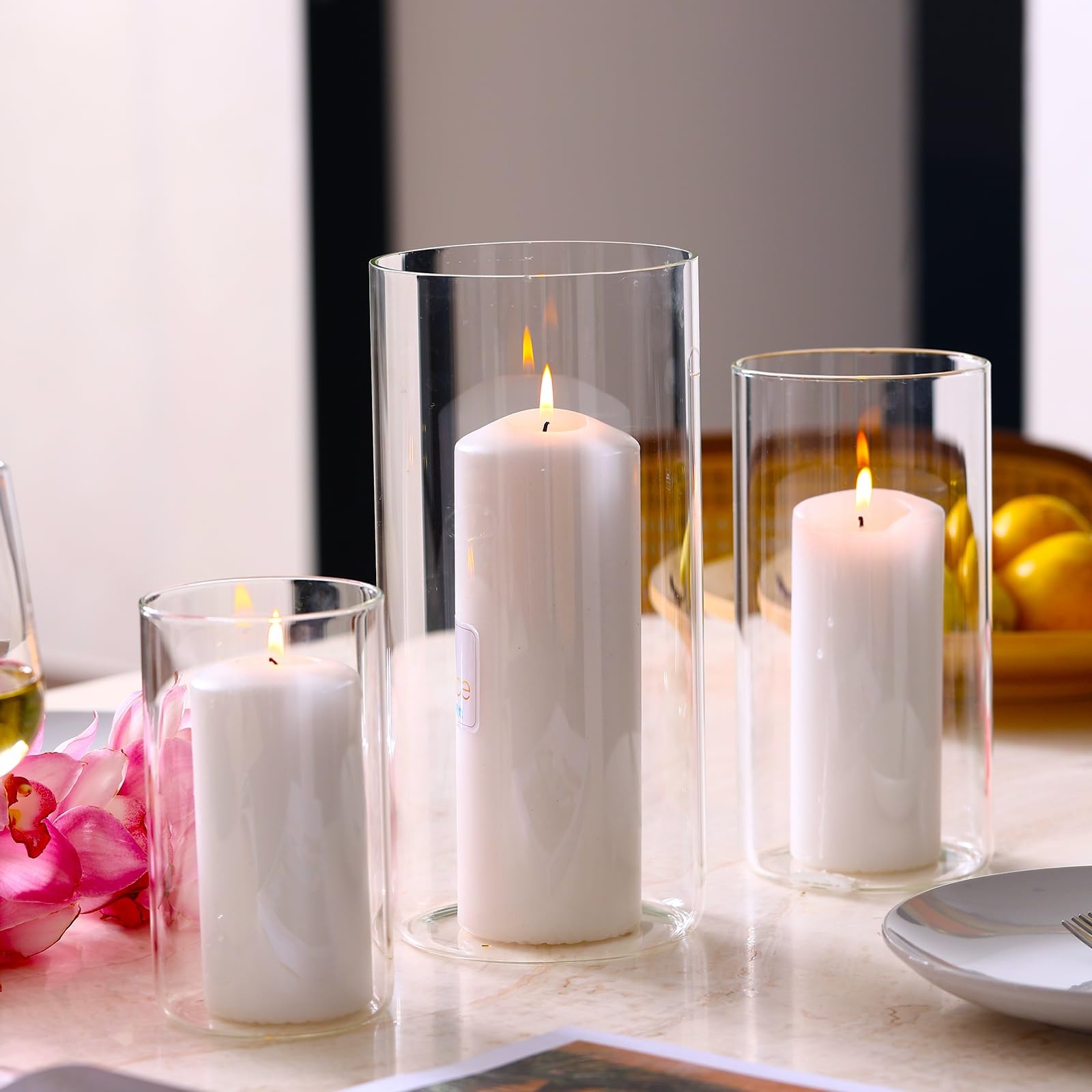 PHOSPHOR Hurricane Candle 4.7 inches (diameter) x 10 (height), Clear
