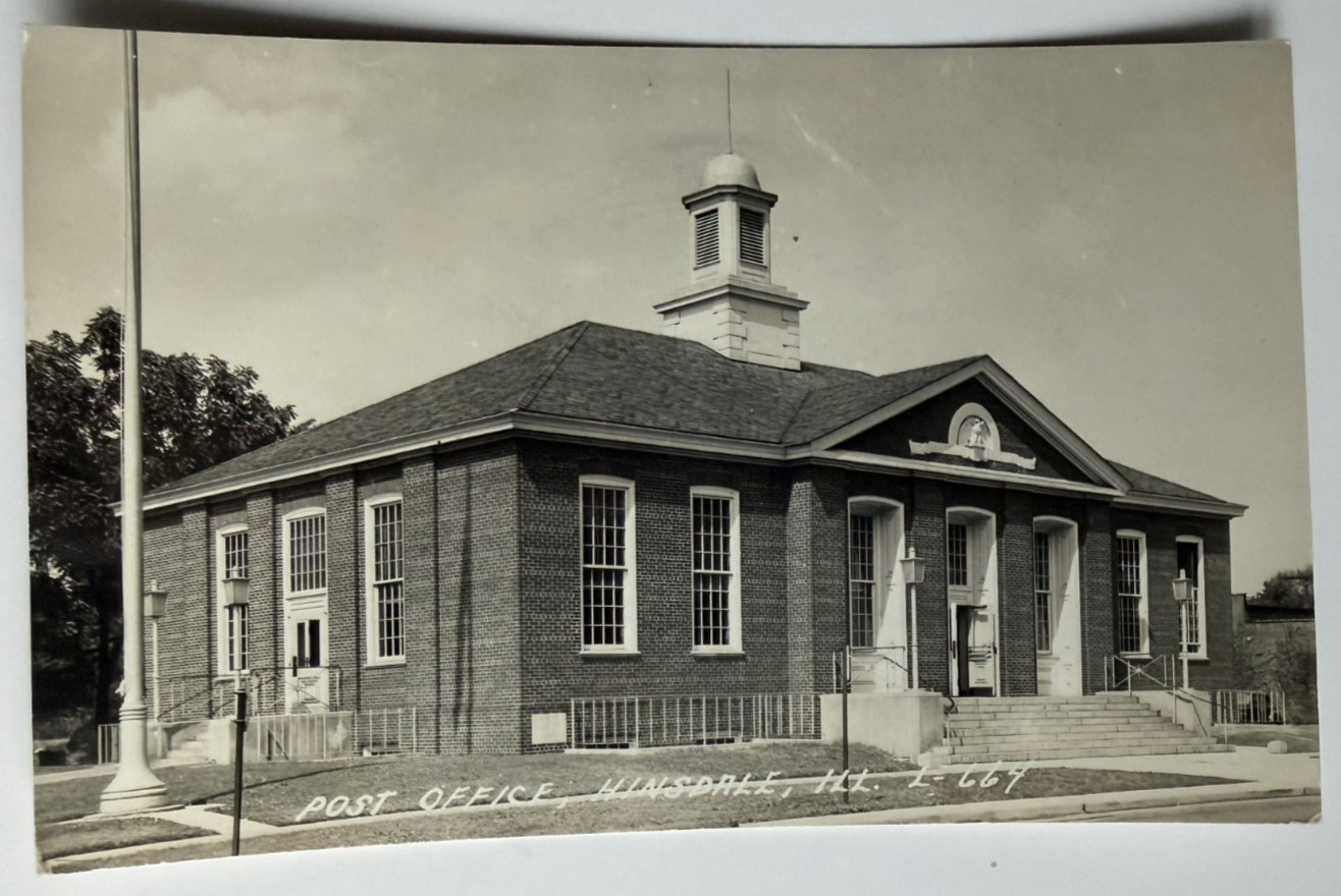 c1940s RPPC Post Office Hinsdale Illinois LL Cook Photo Postcard