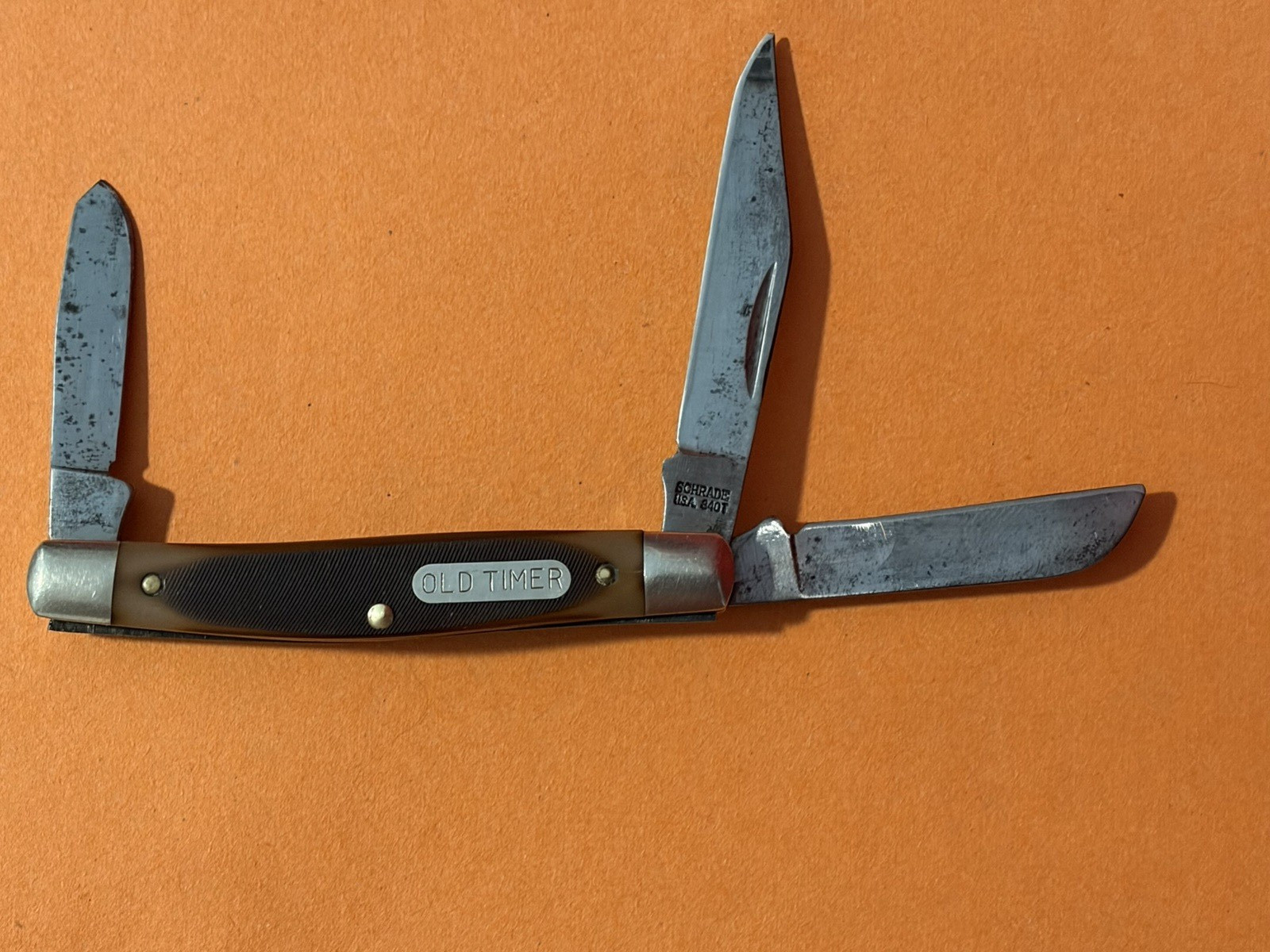VINTAGE SCHRADE OLD TIMER USA 840T 3 BLADE FOLDING POCKET KNIFE