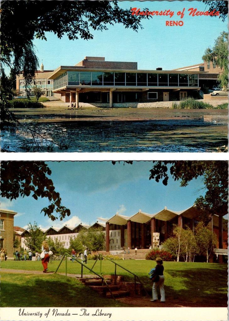 2~4X6 Postcards NV, Reno UNIVERSITY OF NEVADA Jot Travis Student Union & Library