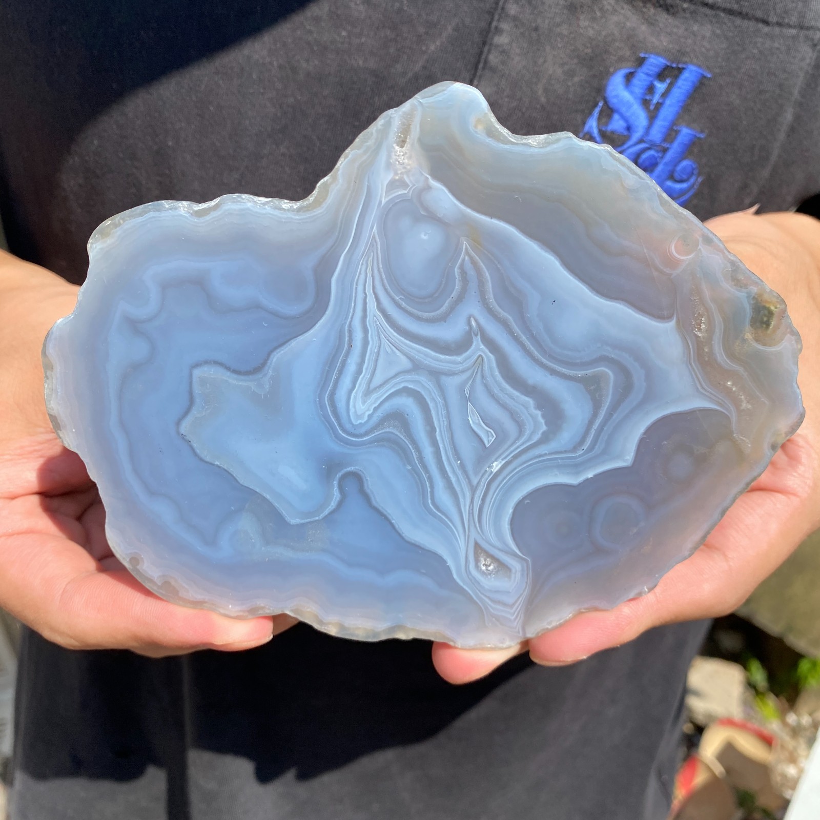 300g Natural striped agate quartz crystal slice rough mineral specimen