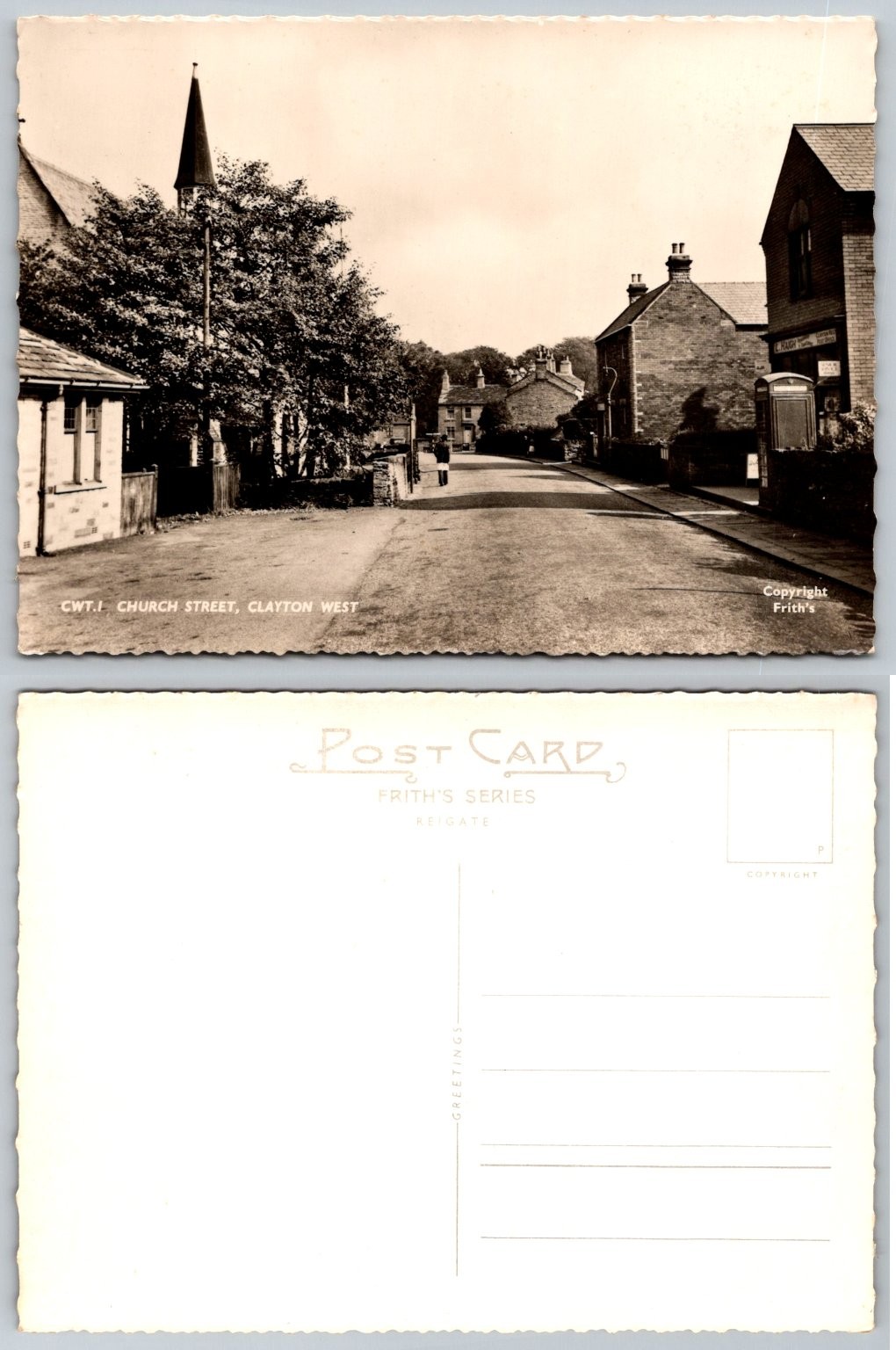 Frith\'s RPPC Church Street Clayton West Yorkshire Village Scene Postcard