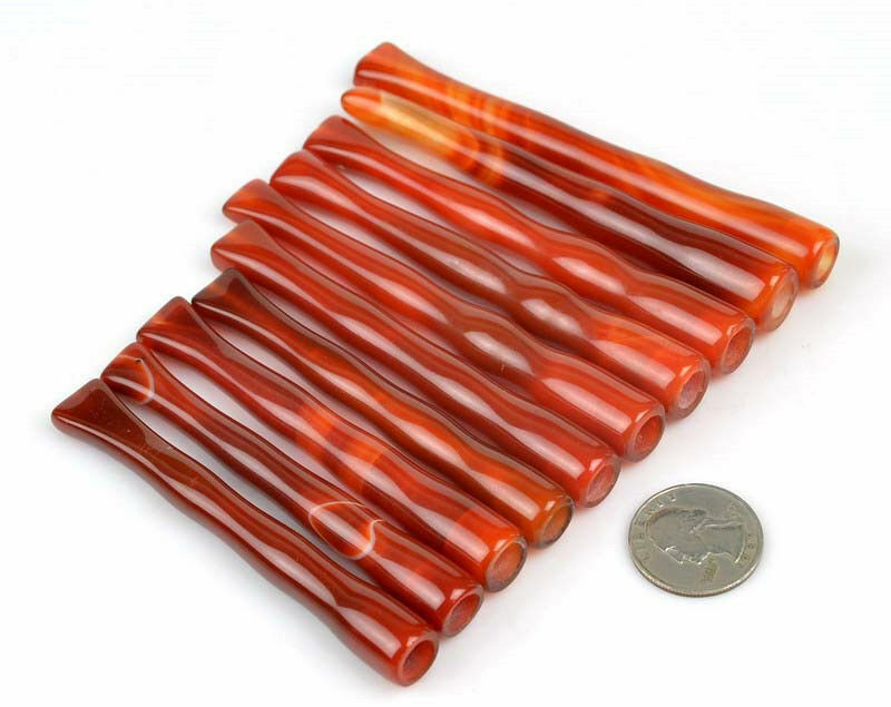 10pcs Handmade Carnelian / Red Agate Stone Cigarette Holders Wholesale