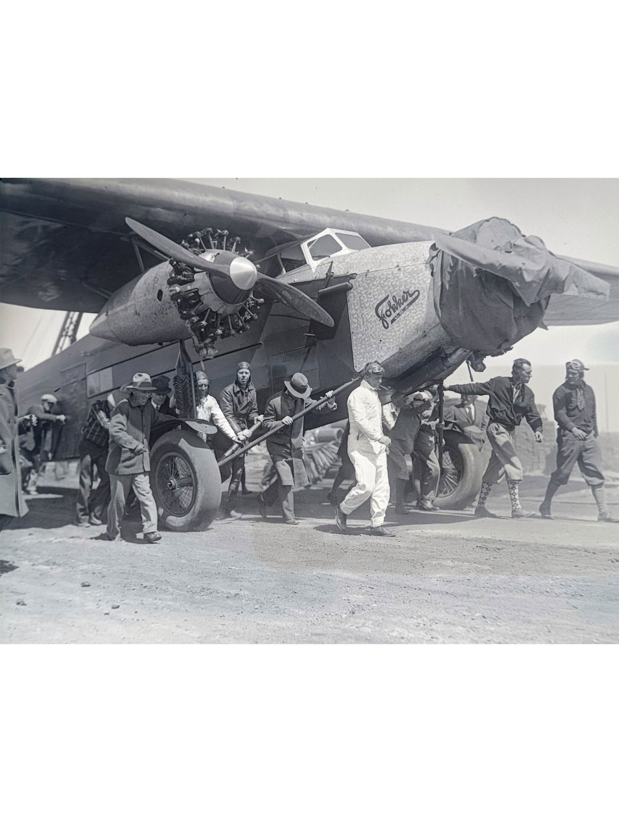 1928 Commander Byrd South Pole Fokker Plane Boston Harbor Glass Negative OOAK