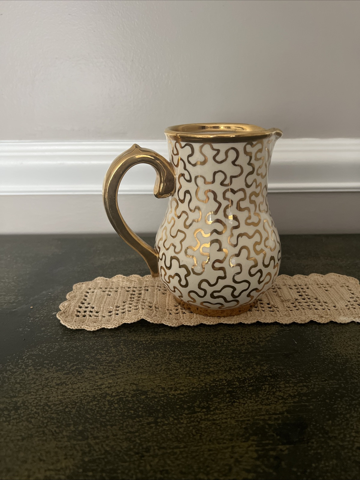 Vintage Sudlow's Burslem Creamer  without lid England 0657 gold squiggles EUC