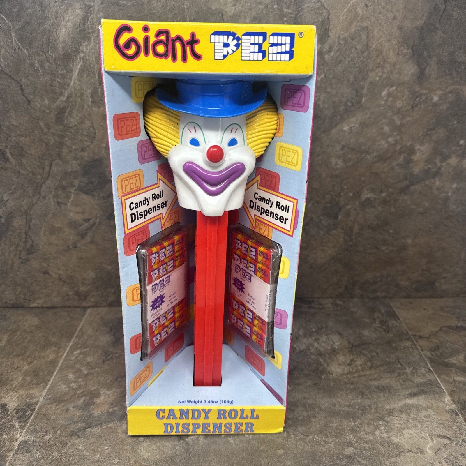 Giant PEZ Candy Roll Dispenser w/Red Stem Peter Clown VTG 2002 #13001 New In Box