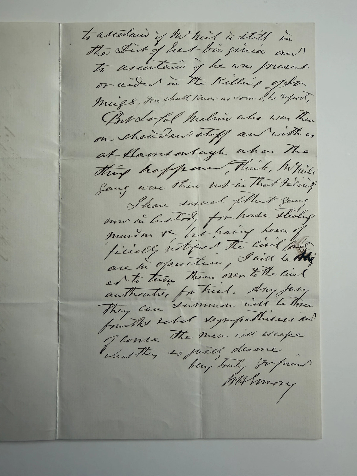 1865 General William H. Emory Investigates the Murder of Lieutenant John R.