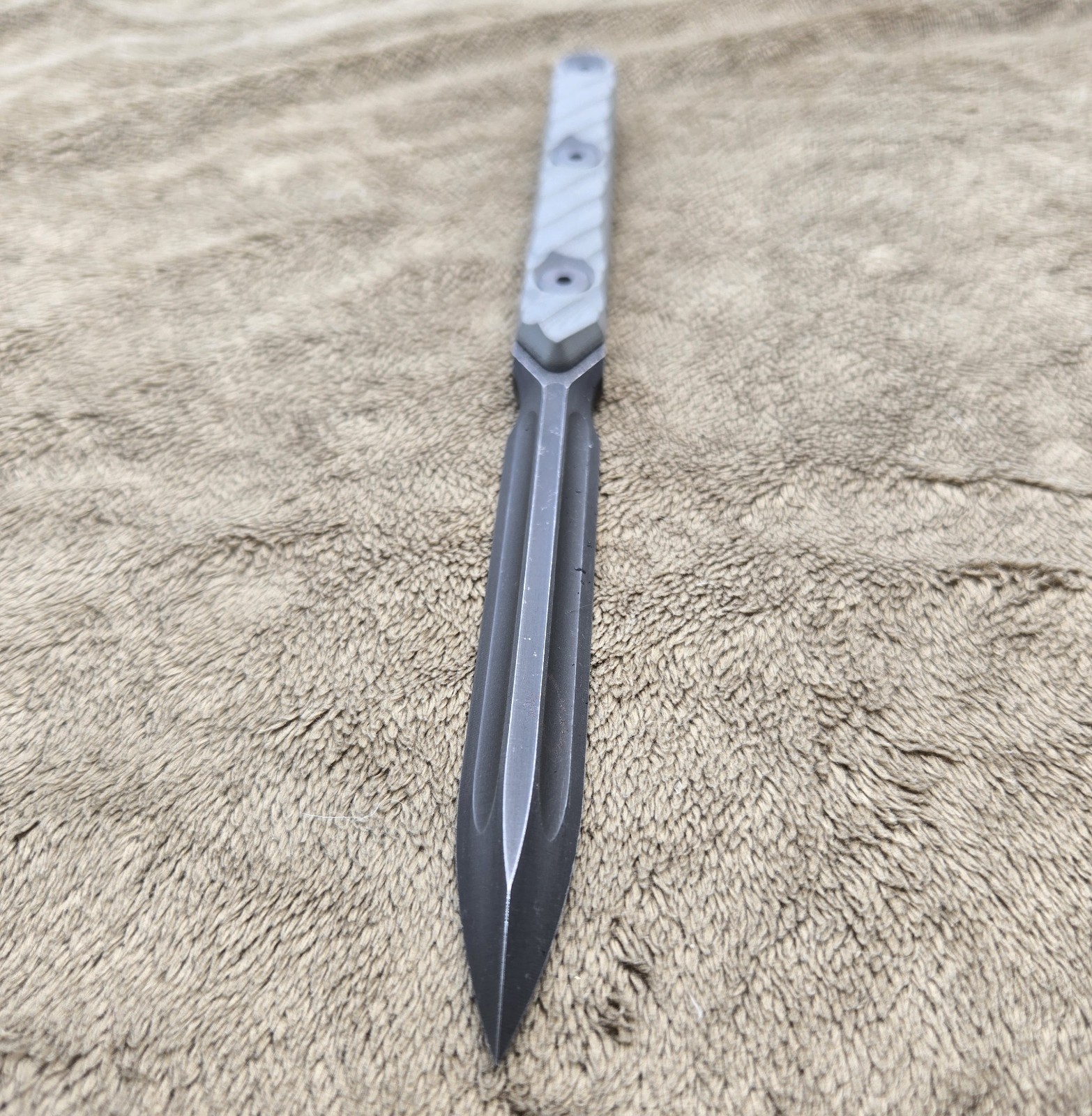 Half Face Blades - OSS Spike Grey G10 Allen Bolts Textured Grip- Limited, New ::