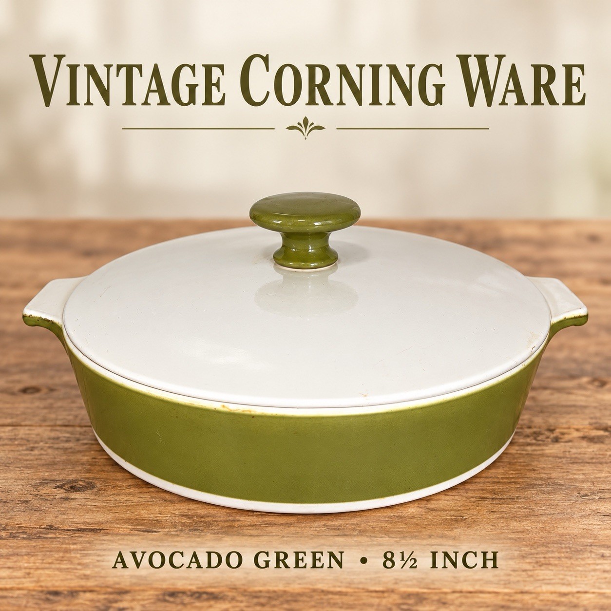 VTG Corning Ware P-701-b Covered Casserole Dish Avocado Green 1 Quart USA NICE