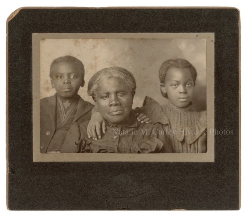 1890s Aged African American Woman & Children Studio Photo