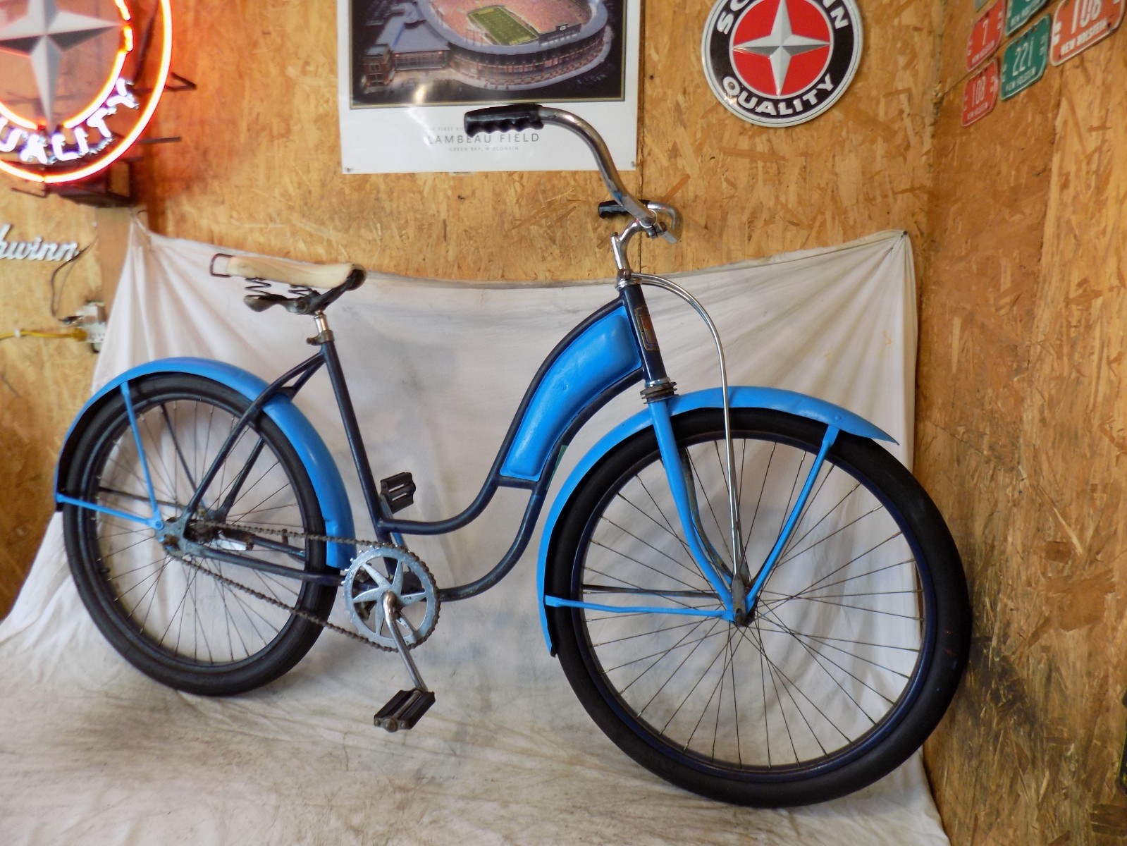 1950s HAWTHORNE SKIPTOOTH BALLOON TIRE TANK BICYCLE CWC RAT ROD WARDS HIAWATHA
