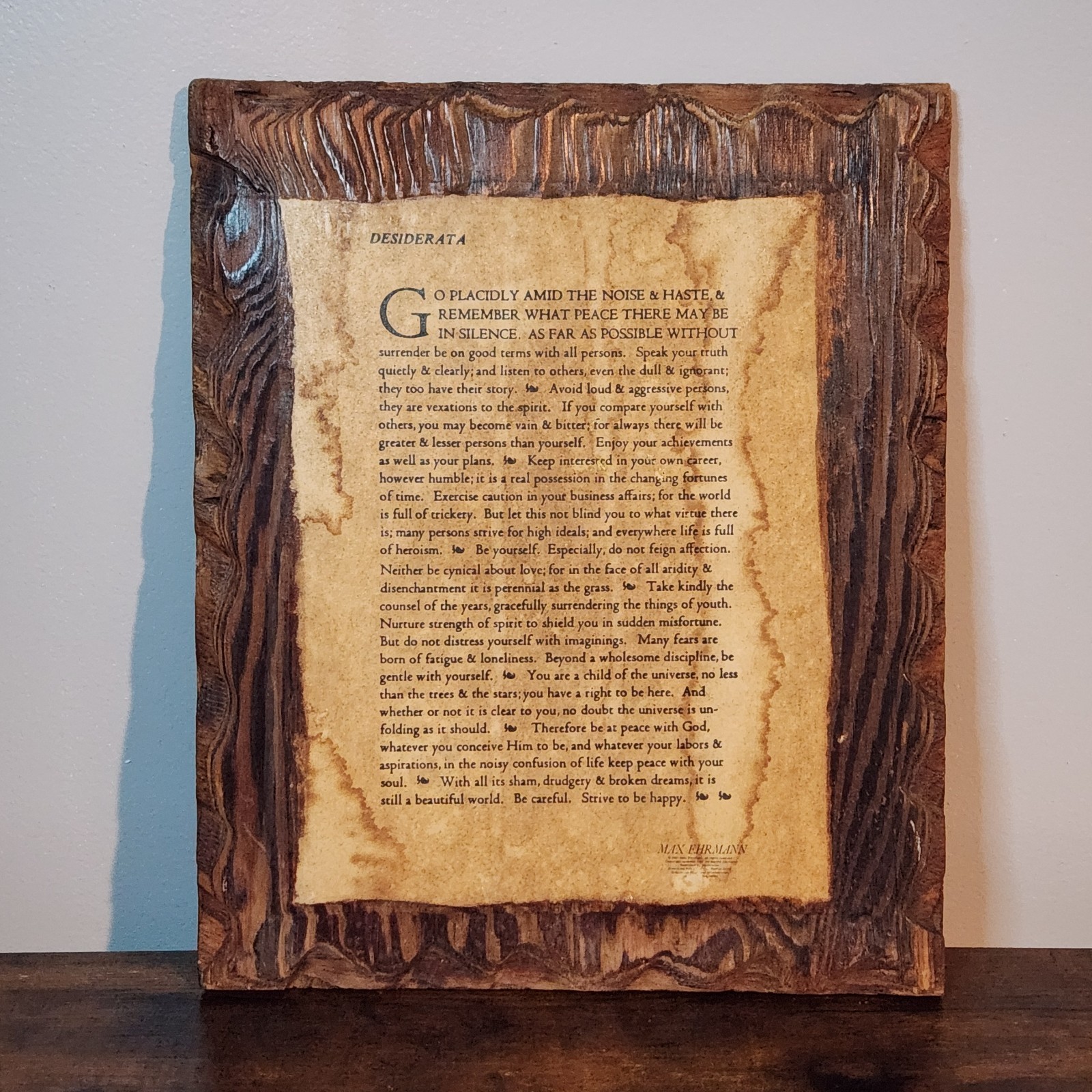Vintage Desiderata Wall Plaque Poem With Wood Finish