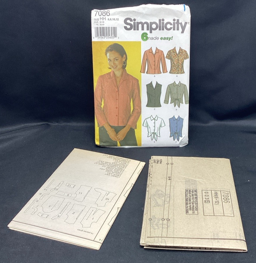Vtg Sewing Pattern, Simplicity 7036, Shirt 6-12, Uncut - ships free
