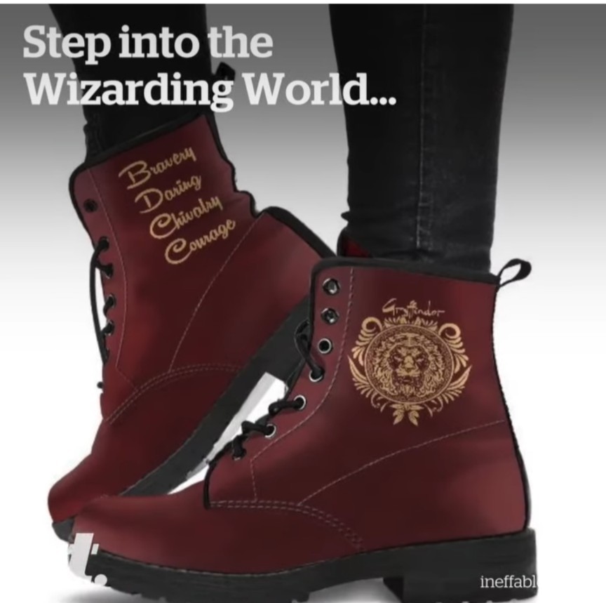 Brand new Gryffindor house Harry Potter Combat boots (Burgundy Color)