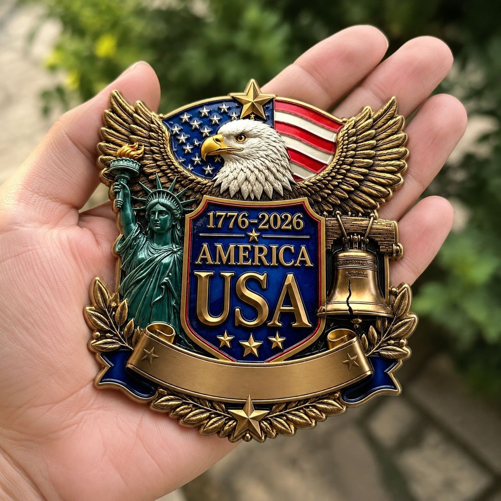 3D Metal Eagle Car Hood Emblem Sticker USA 250th Anniversary For Motorcycle SUV