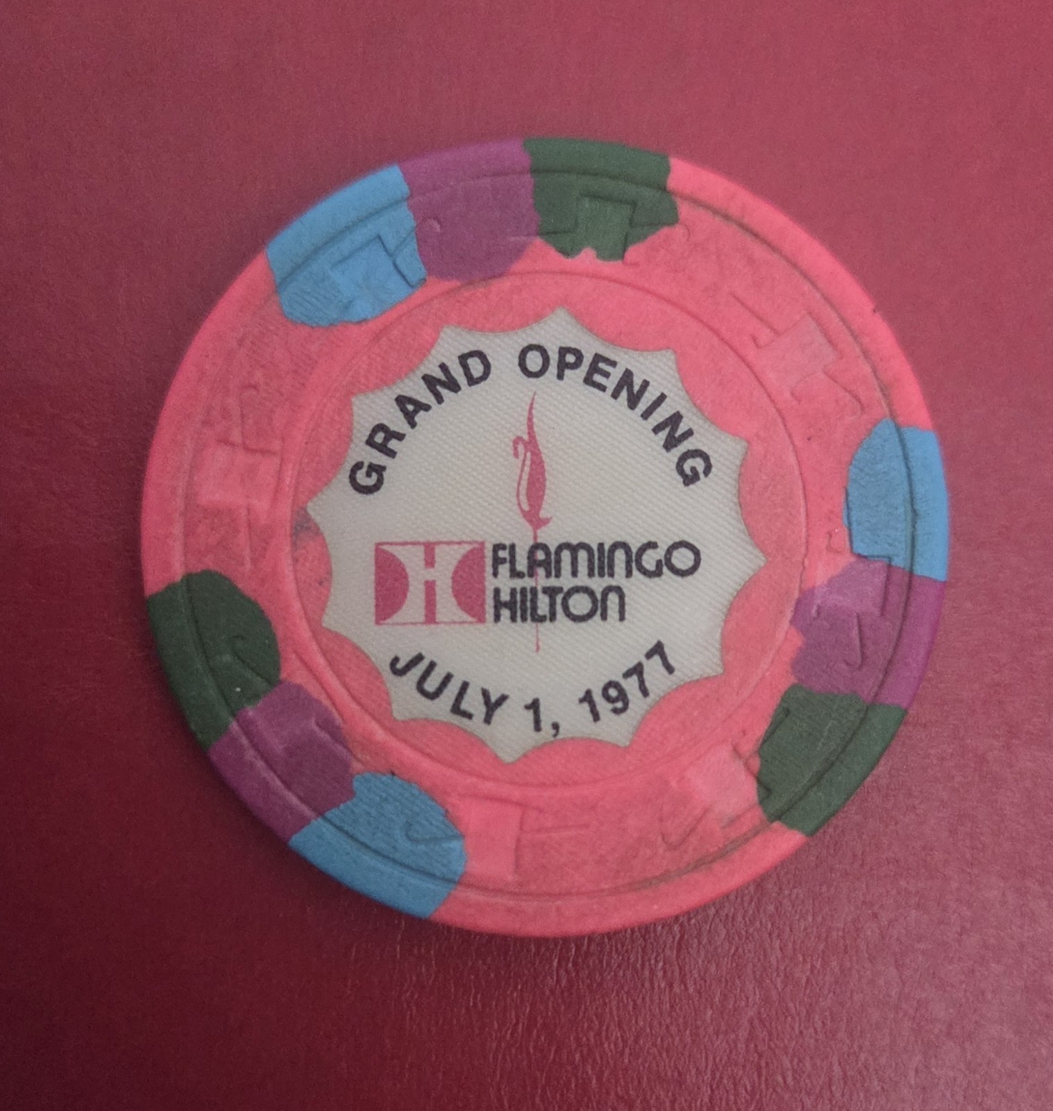 Flamingo Hilton Casino Las Vegas, NV Grand Opening Casino Chip July 1, 1977