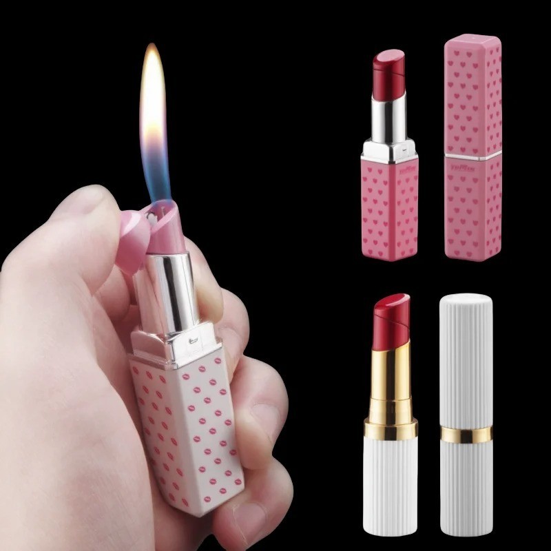 Outdoor Mini Cute Lipstick Inflatable Lighter Windproof Portable Lighter.