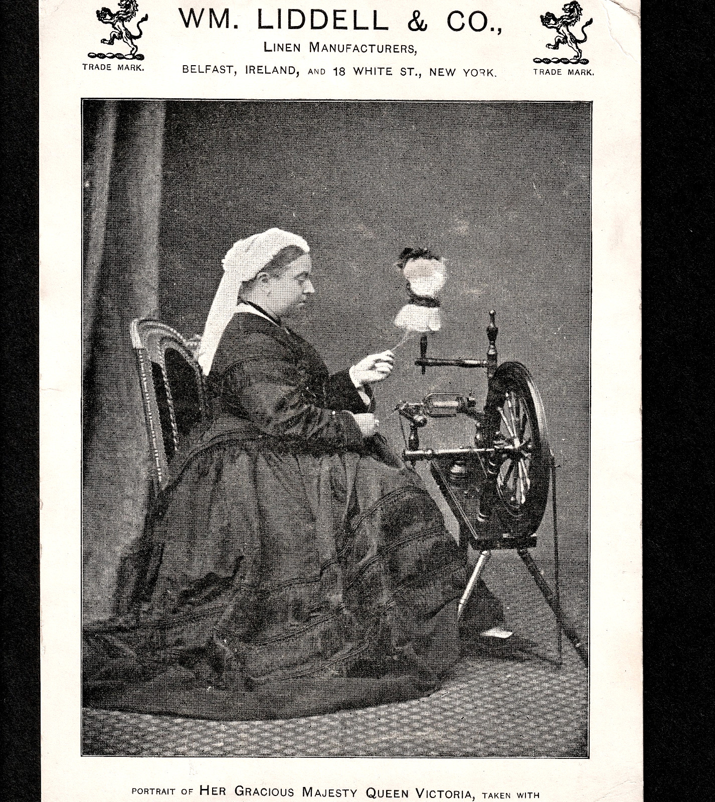 Antique 19th Century Spinning Wheel Queen Victoria NY Victorian Trade Card SR.Hv