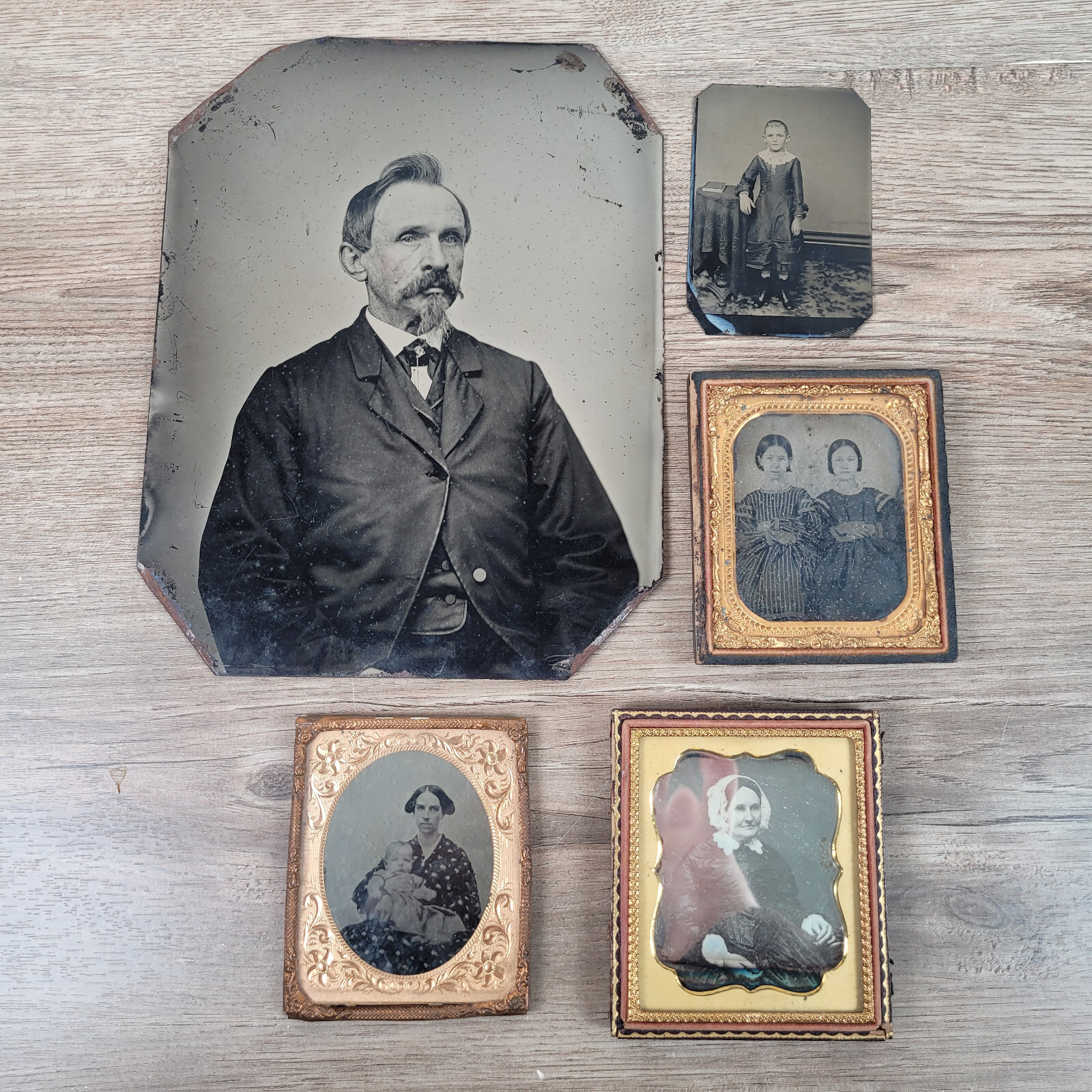 ANTIQUE TINTYPE STUDIO PORTRAIT FRAMED PICTURE HISTORICAL 5 PIECE LOT VARIOUS