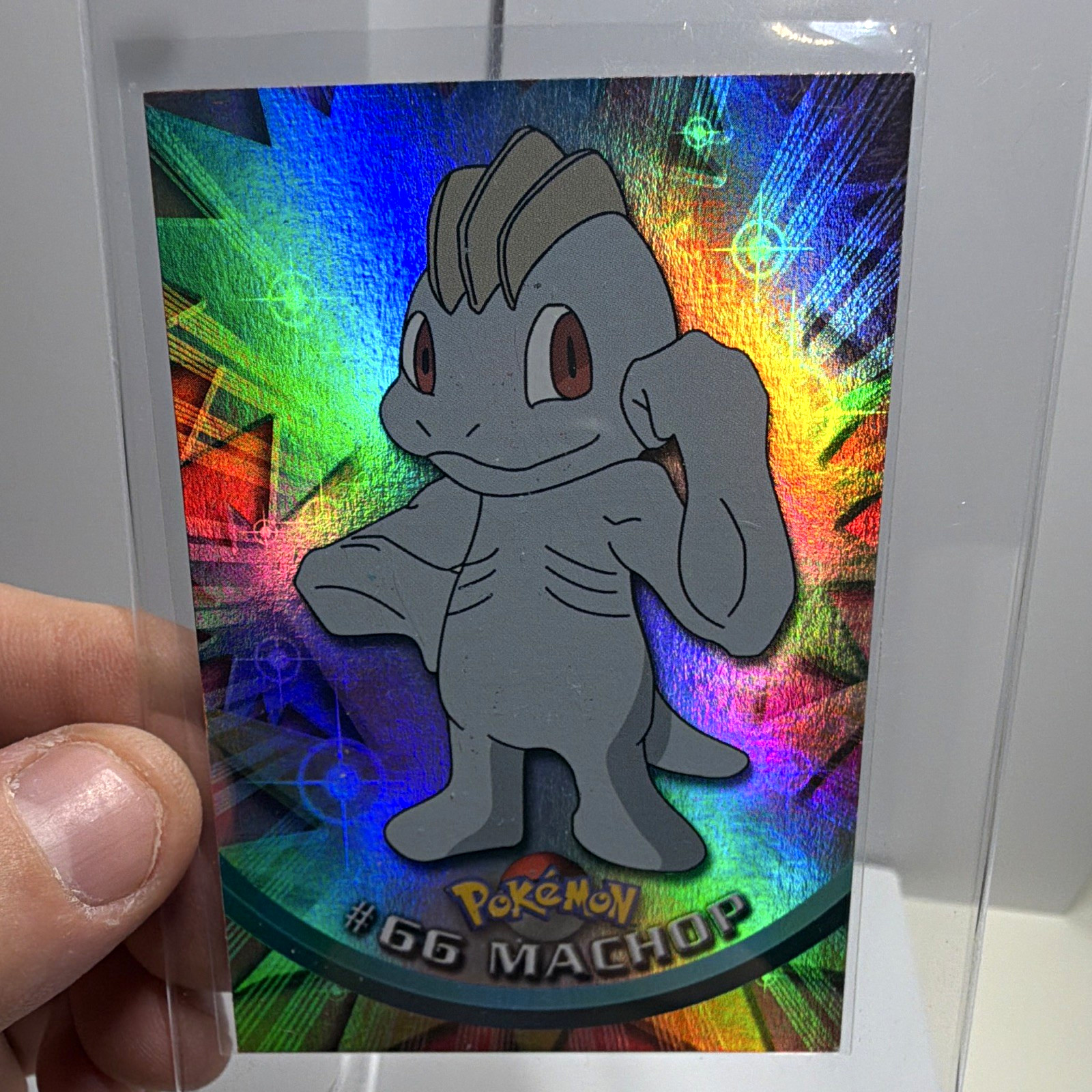 1999 Topps Pokemon Machop #66 Rainbow Foil Holo Series 1 Vintage