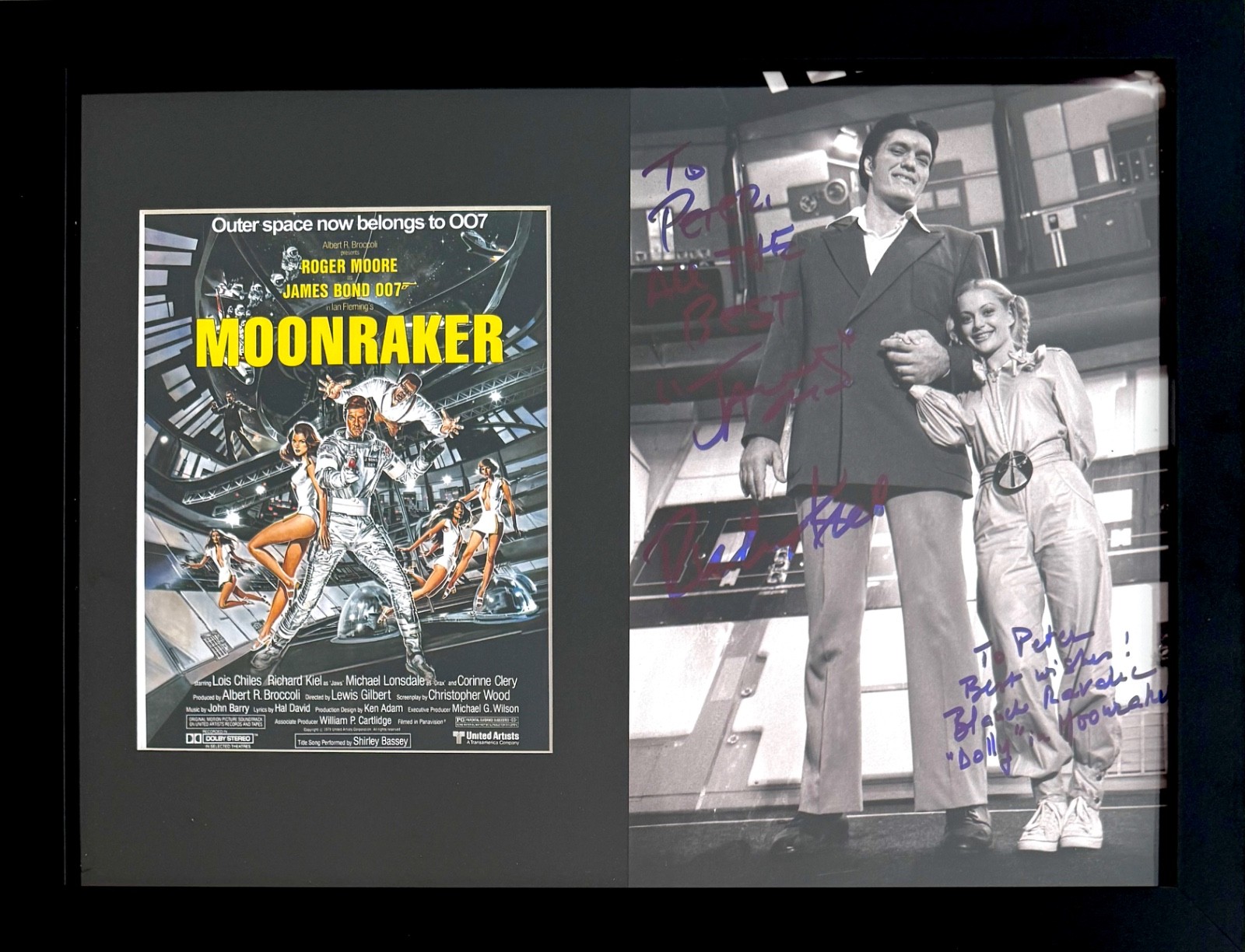 Richard Kiel, Blanche Ravalec, James Bond Actors, Hand Signed Framed Photo & COA