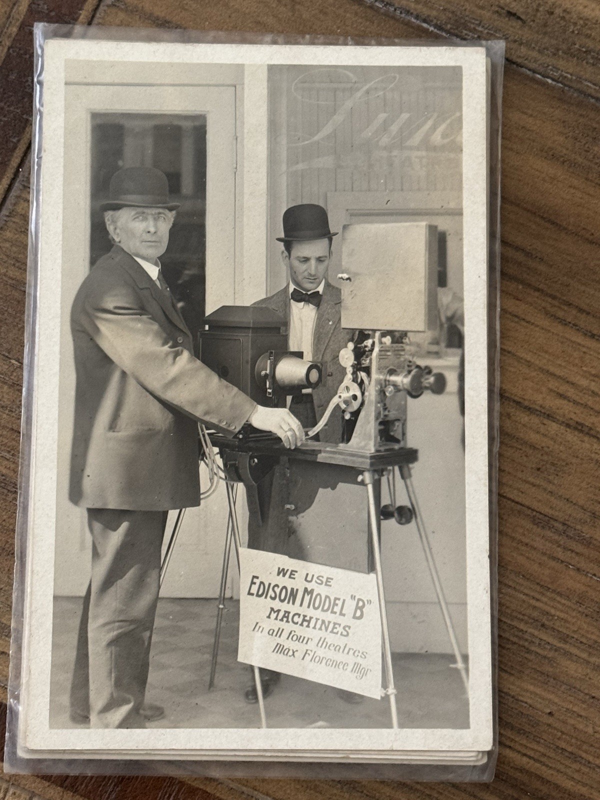 RPPC Edison Model B Movie Projector Max Florence Salt Lake City Utah c1910