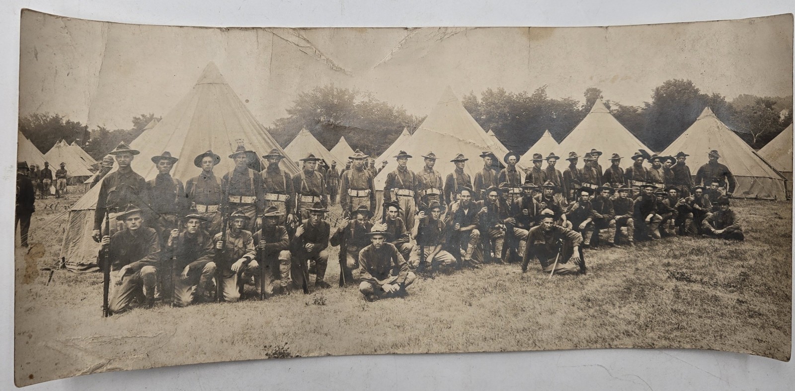 Orig 1911 Iowa National Guard Panoramic Photo Camp Dodge Krag Rifles