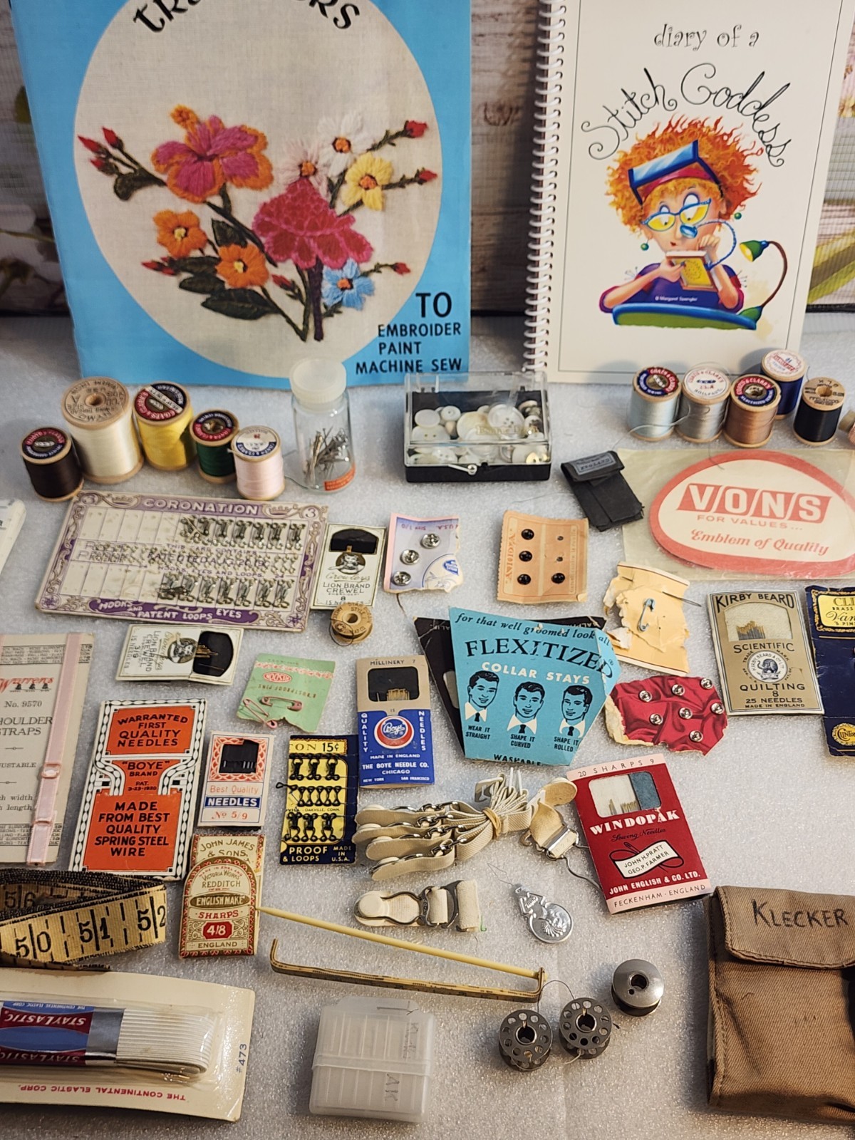 Vintage Sewing Notions Lot - Buttons, Snaps, Hooks, Needles, Zip, Etc. #3