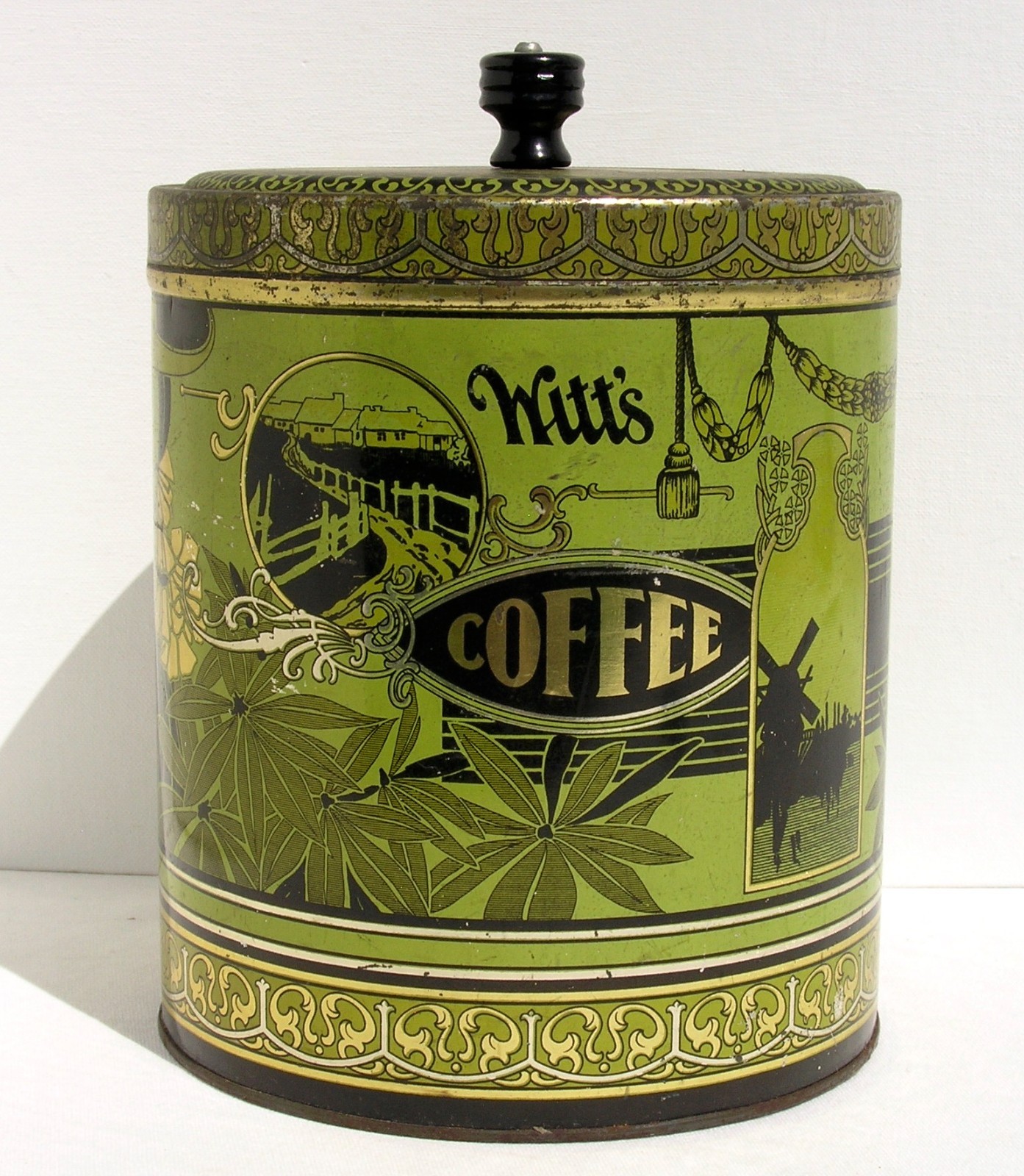 Vintage Witt's Market House Grocery Store Art Nouveau Coffee Tin Canister