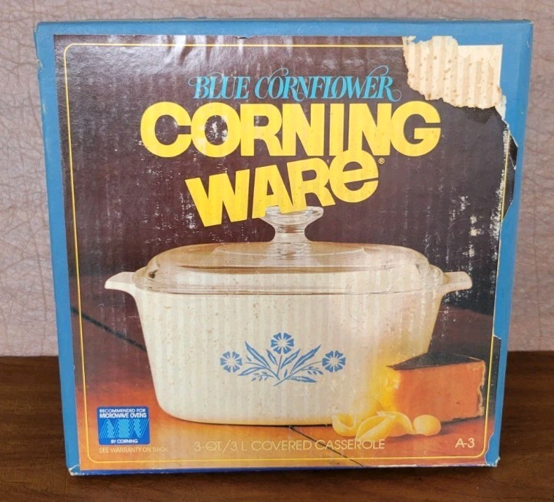 Unopened Vintage Corning Ware Blue Cornflower Casserole Dish 3 Quart A-3 Rare 