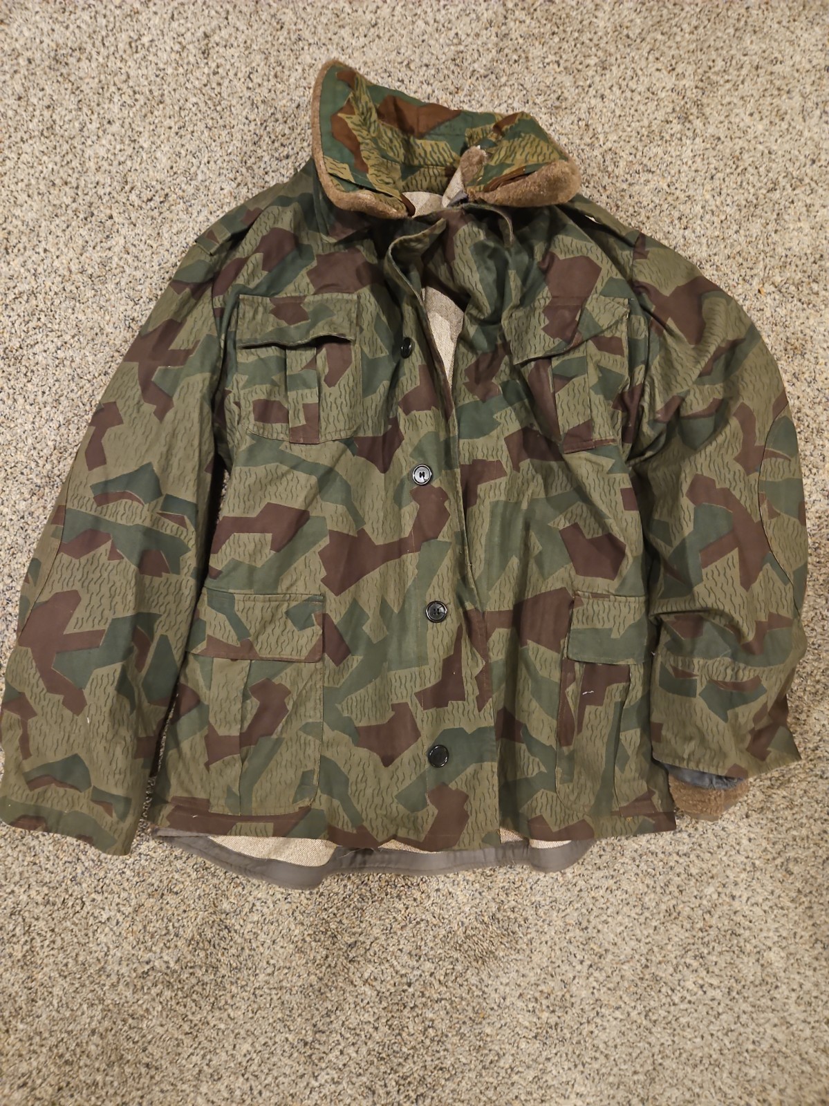 Vintage 1950s Bulgarian Army Bundeswehr Splinter Pattern Winter Jacket w/Liner