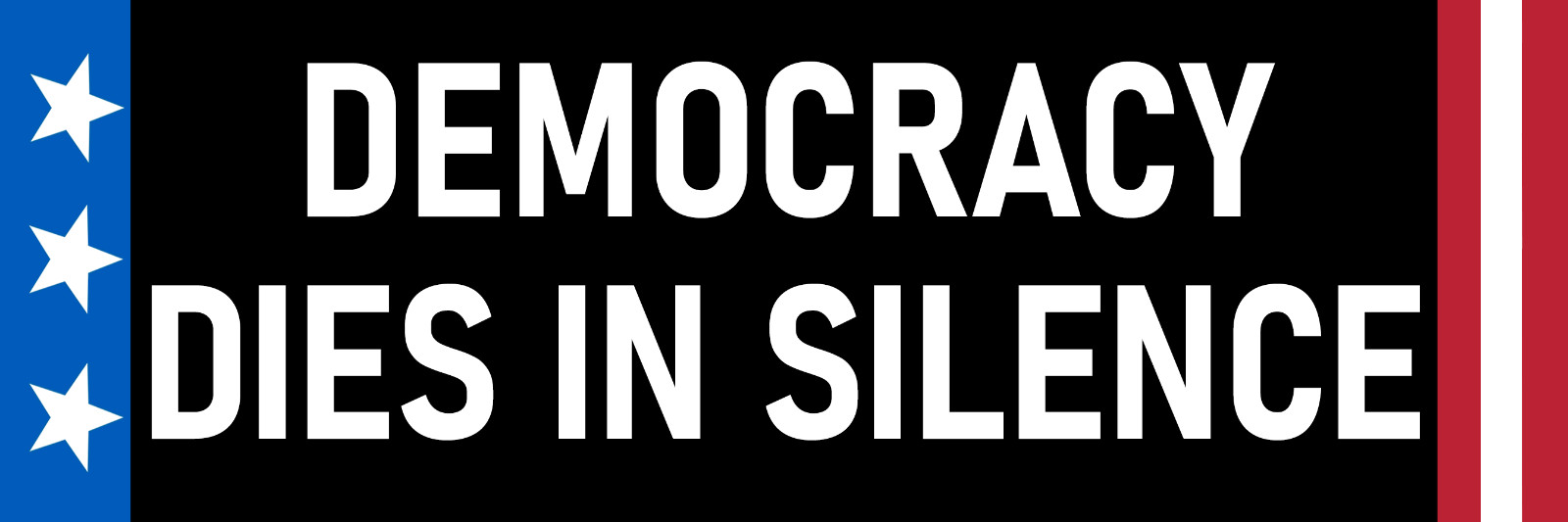 Democracy Dies in Silence Sticker Large 3x9 Protest Democracy Over Dictatorship