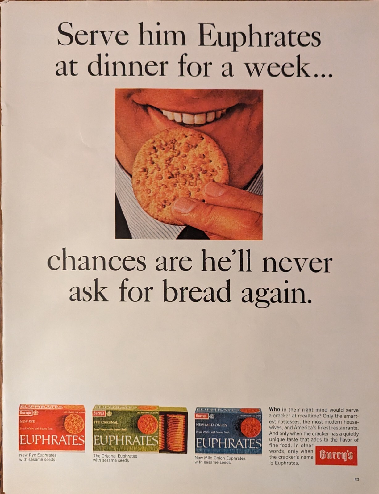 Burry's Euphrates Crackers LIFE Vintage 1965 Folio Food Print Ad