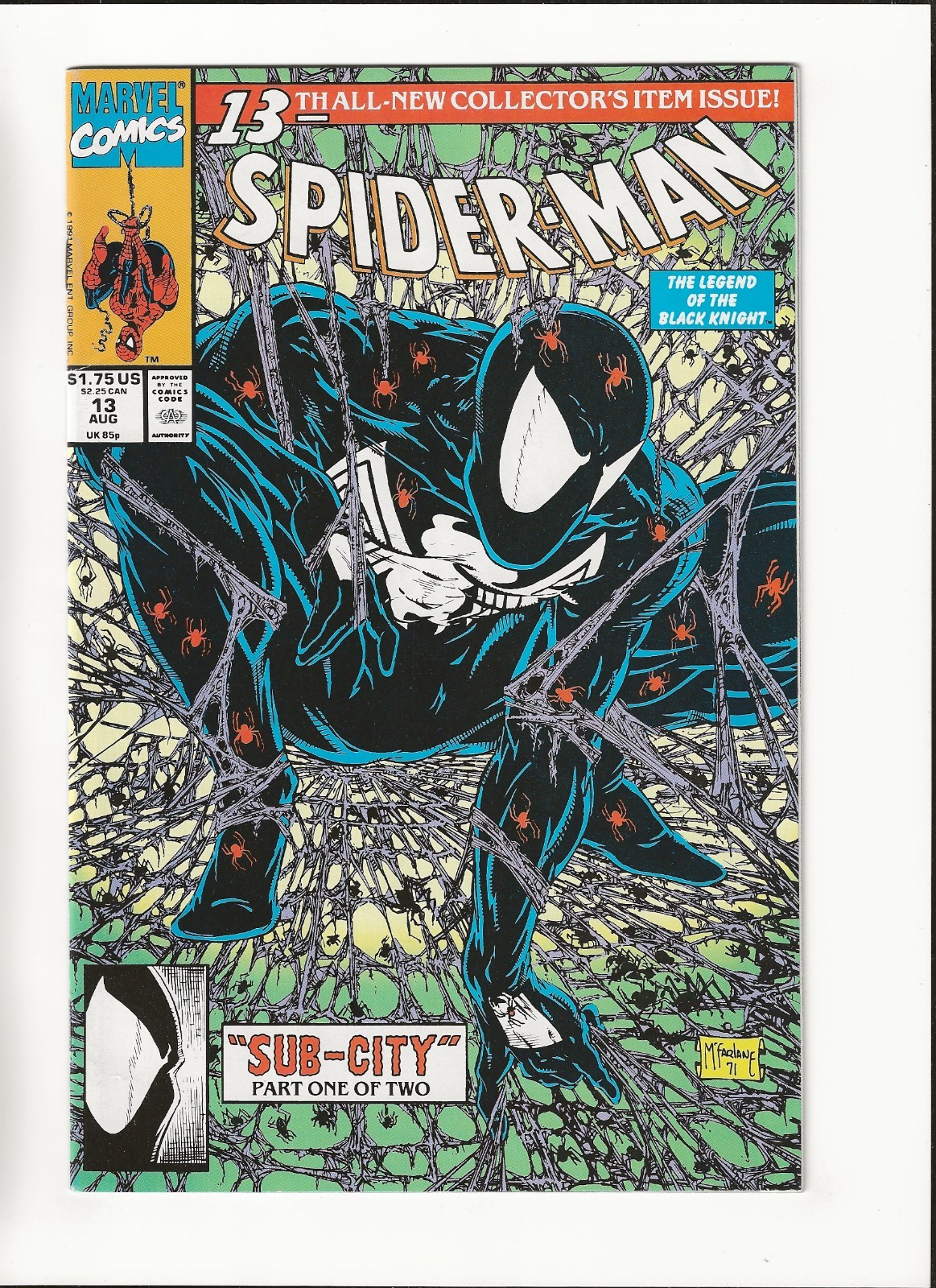 Spider-Man #13 Iconic Todd McFarlane Cover Black Costume Homage High Grade 1991