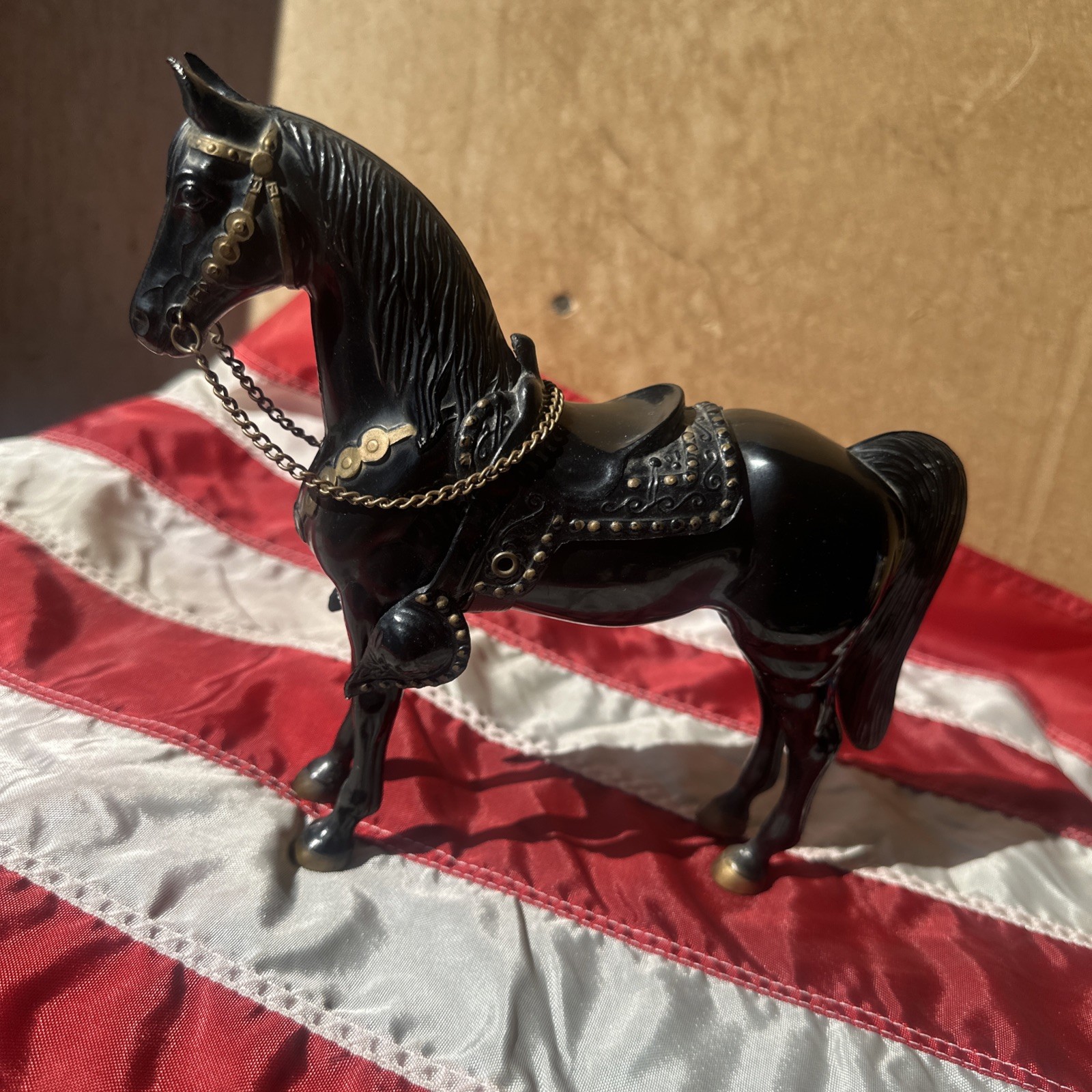 Vintage 1950s Breyer BLACK BEAUTY Western Mount Horse w/ Saddle Chain Reins #58
