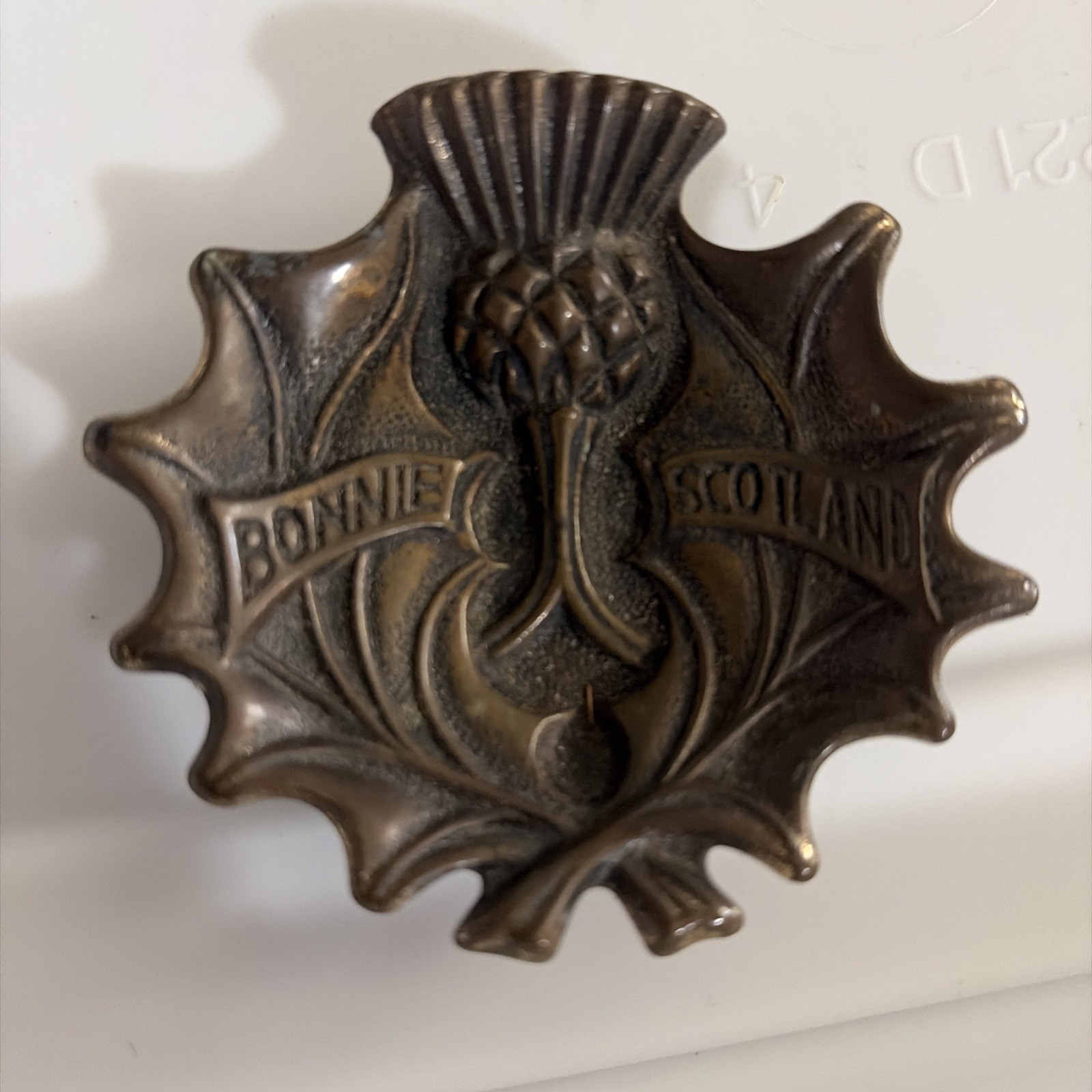 Vintage Solid Brass Pin Dish Souvenir From Scotland Circa 1954