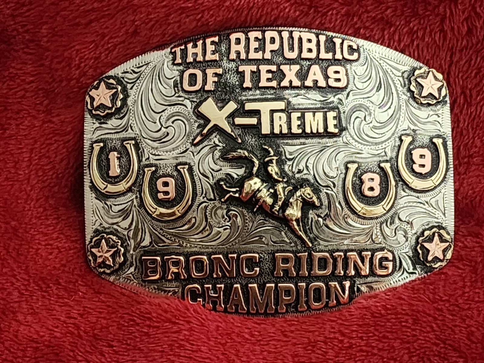 Rodeo☆1980☆X~Treme Bronc Riding Champion Trophy Buckle☆Texas Republic☆Rare☆975