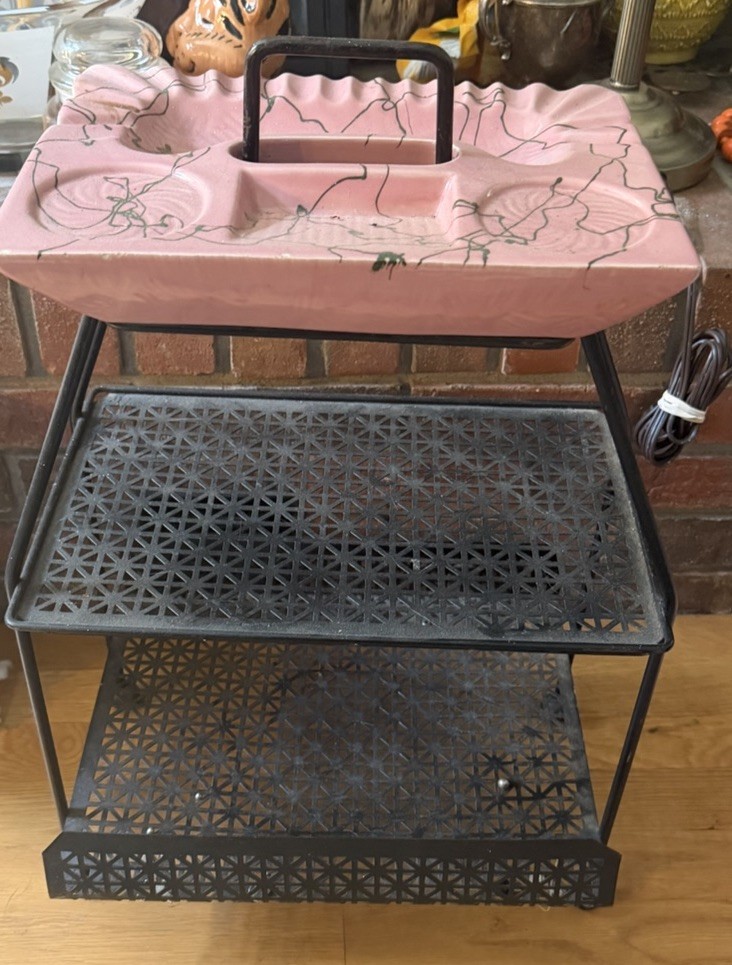 Vintage Pink 1950's Atomic Smoking Stand Drink Holder Ashtray Magazine Rack