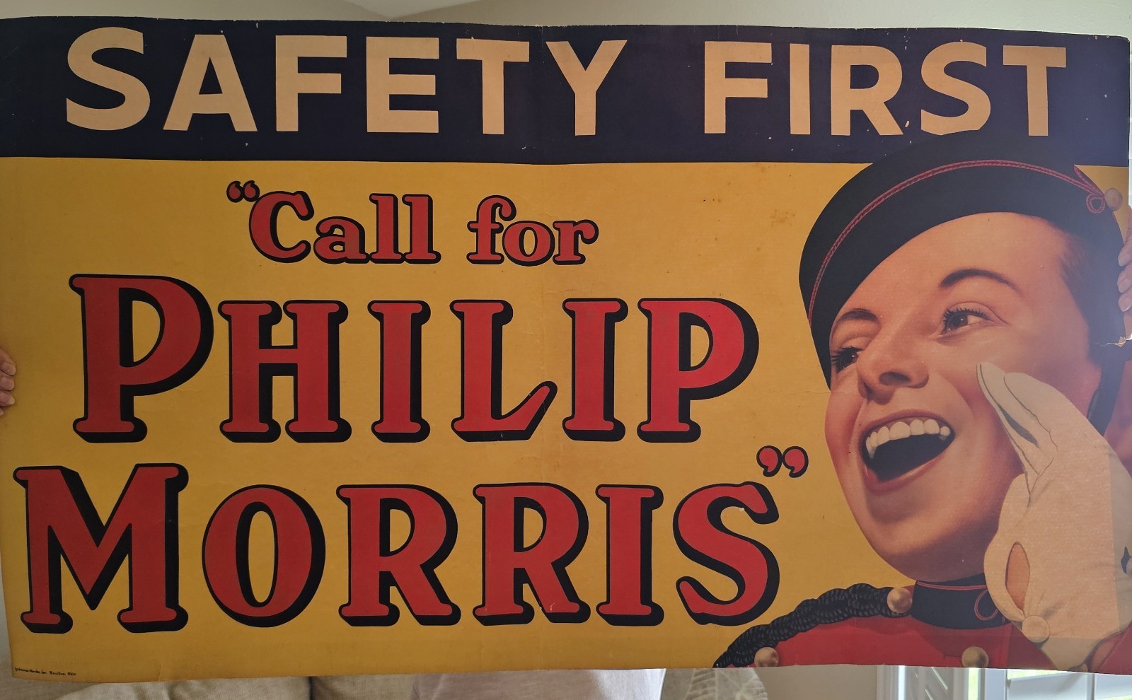 Philip Morris Safety First Call for Tobacco Vintage Advertising Sign