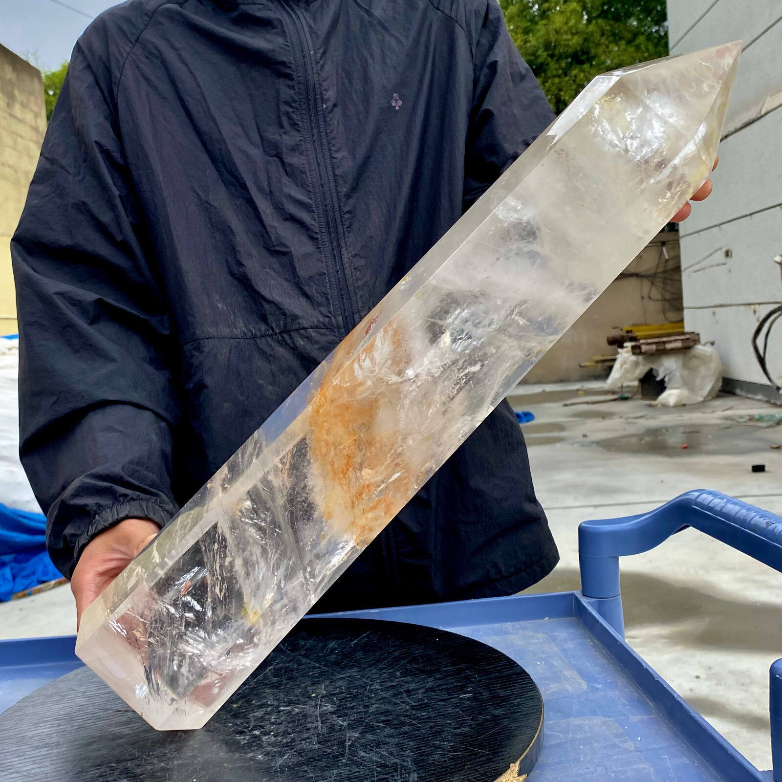23.23LB Large Natural Clear White Crystal Obelisk Transparent Quartz Energy