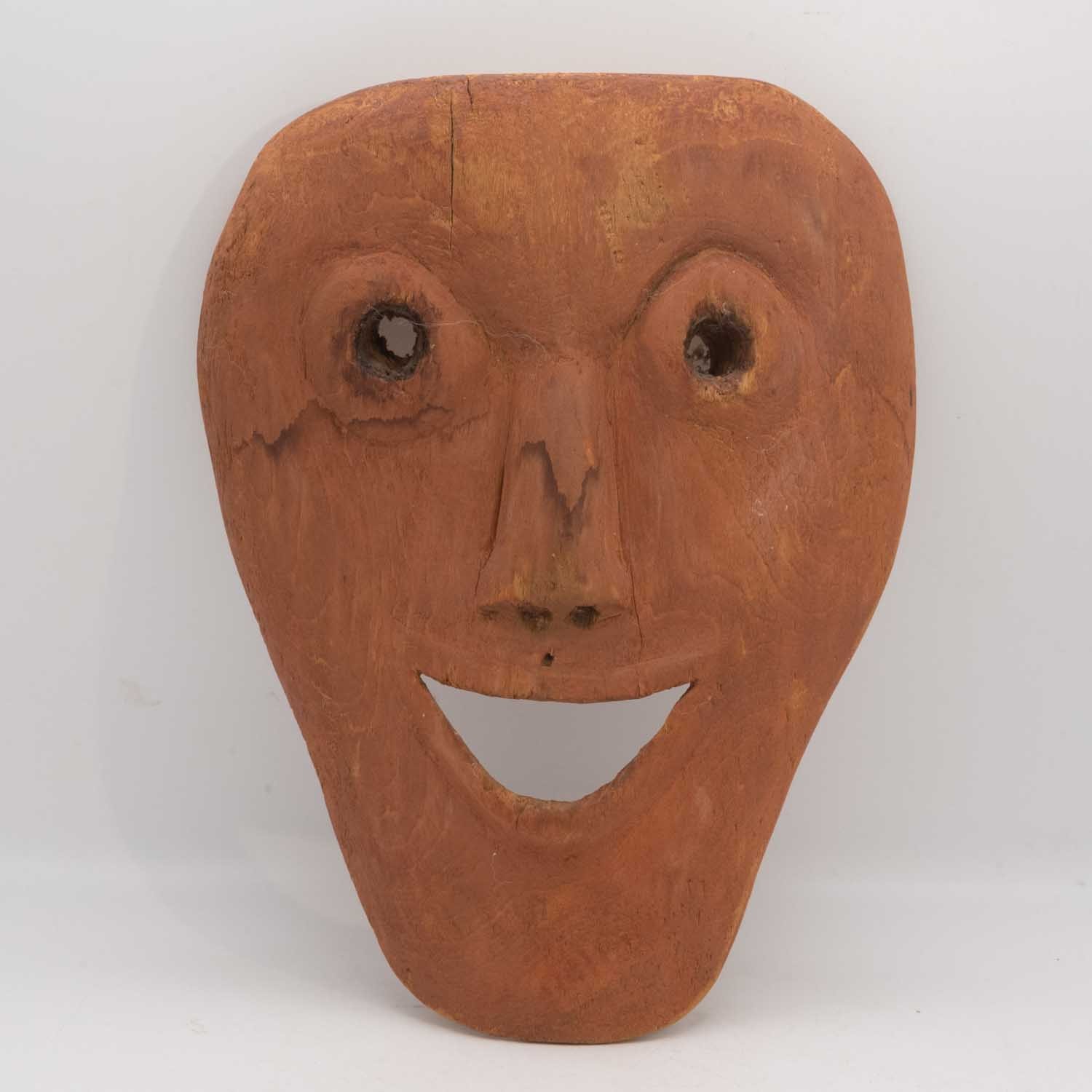Old Mesoamerican Columbian Carved Wood Folk Art Mask