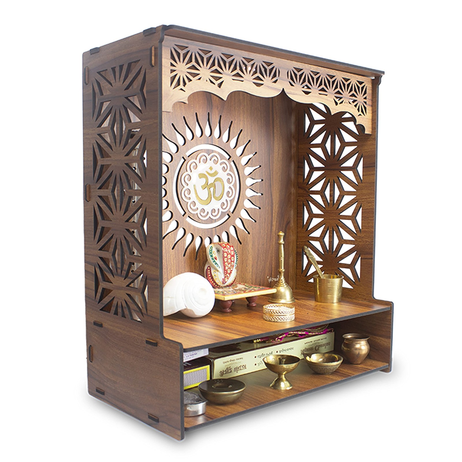 Heartily® Shree Beautiful Wooden Pooja Stand for Home Mandir for Home Templ